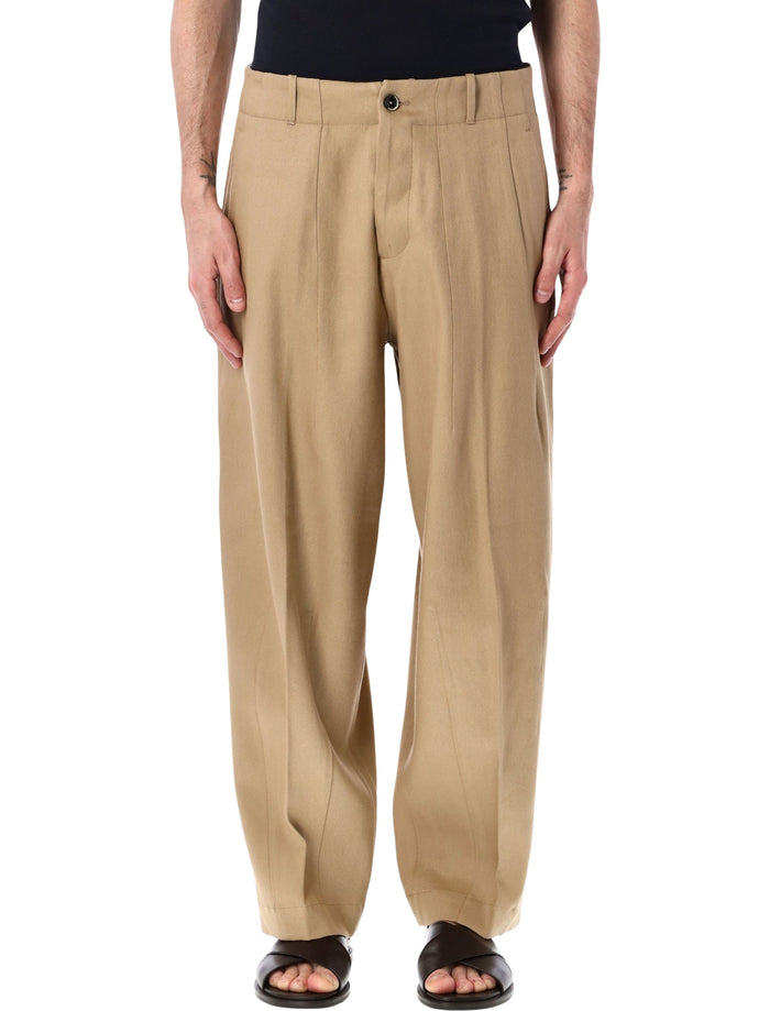 Nine The Morning Damiano Carrot Pants Camel Linen