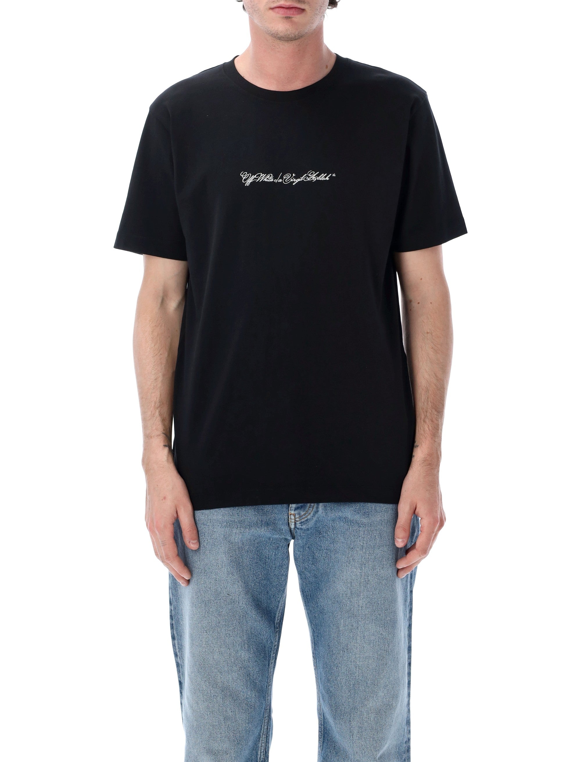 Off-White Script Arrow Cotton T-Shirt Black Tshirt