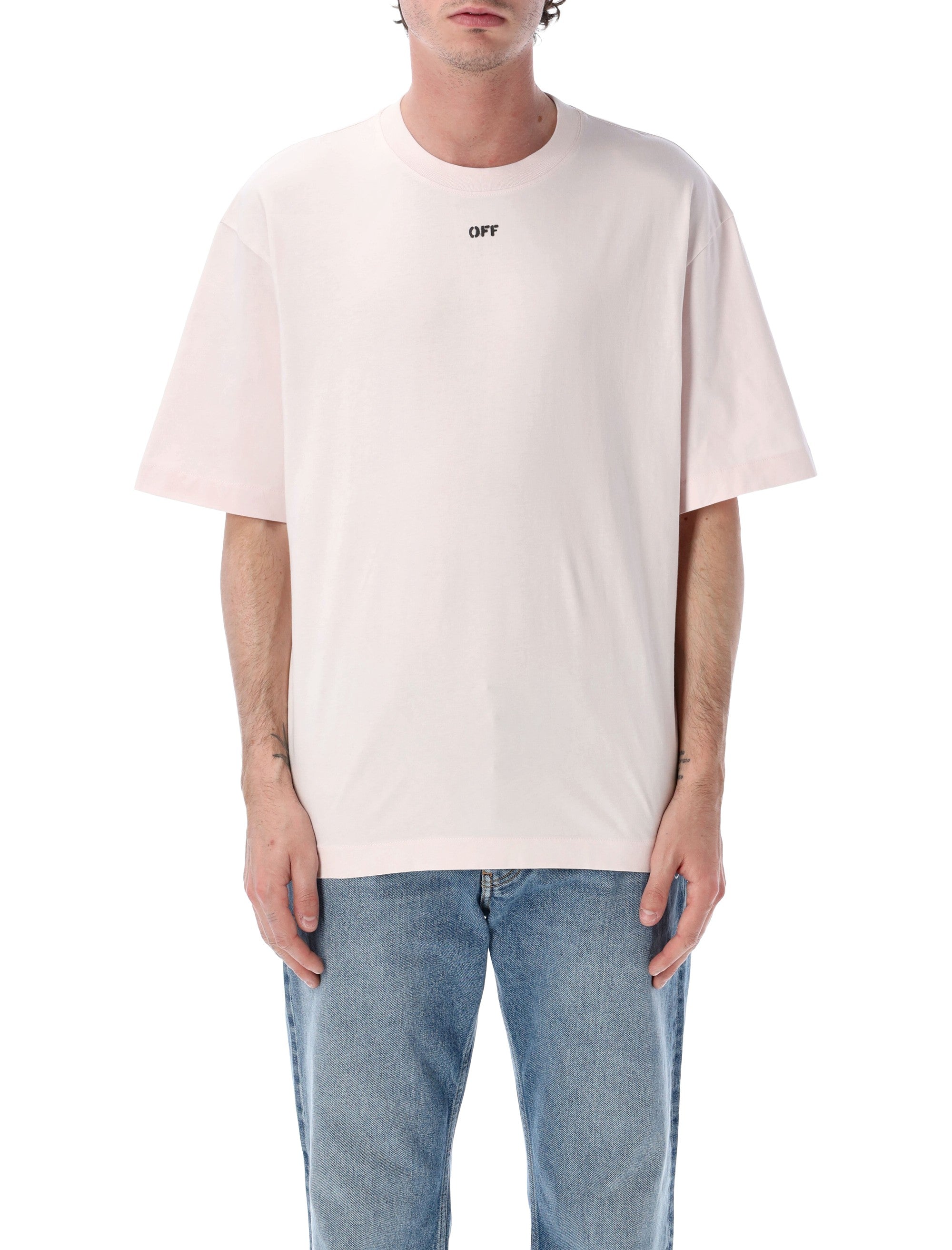 Off-White Paint Arrow Cotton T-Shirt Mauve Tshirt