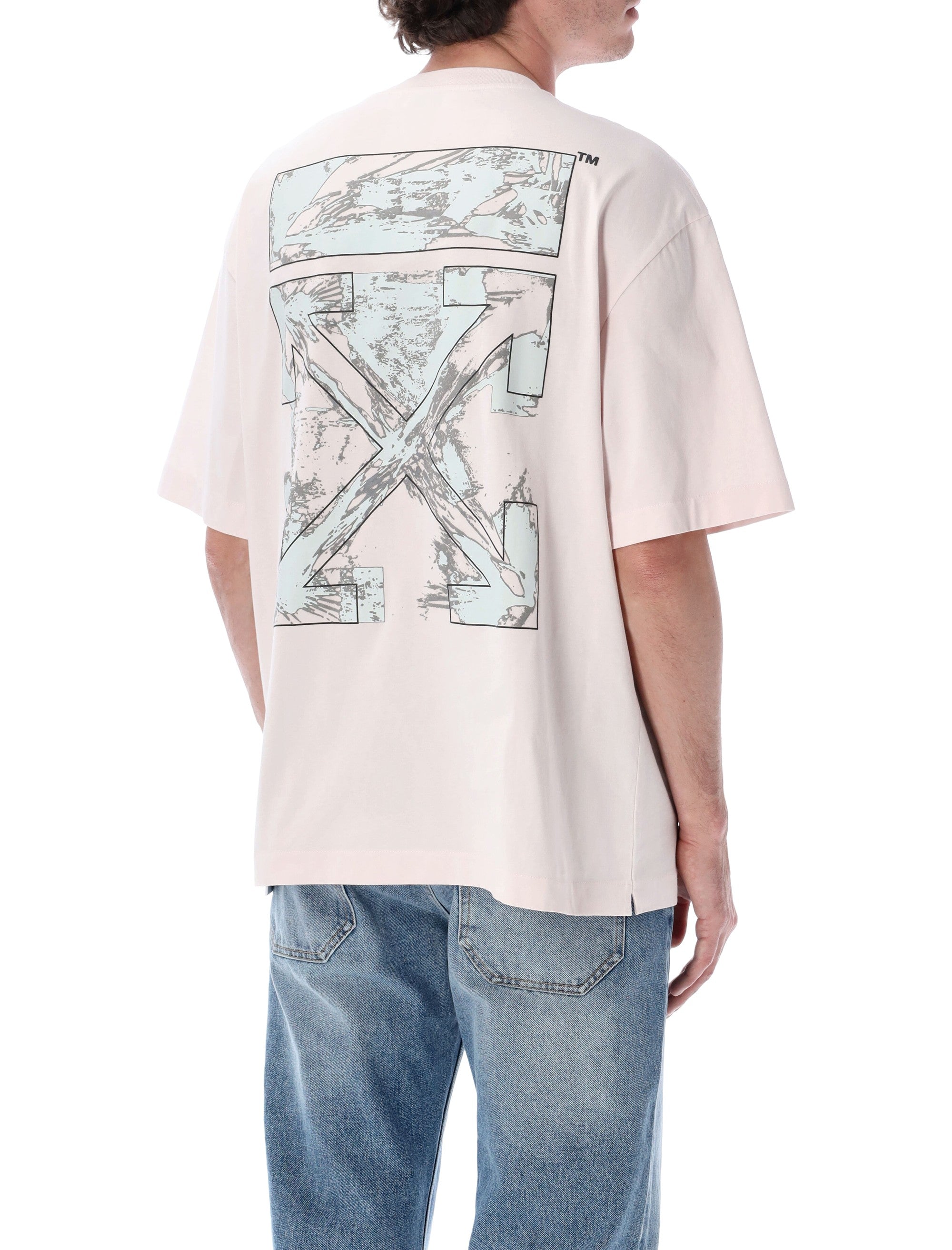 Off-White Paint Arrow Cotton T-Shirt Mauve Tshirt