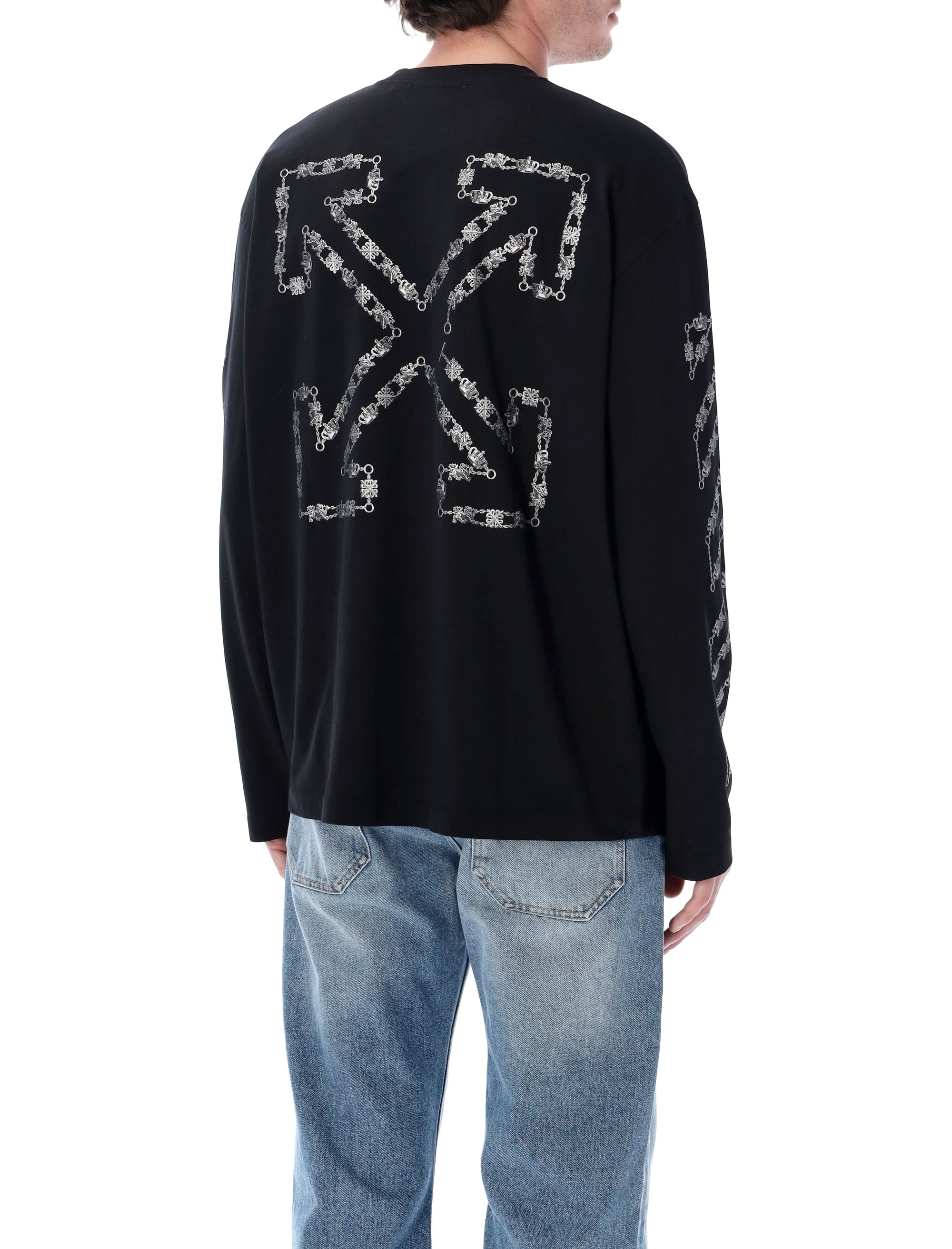 Off-White Chain Araldic Arrow Long Sleeved T-Shirt Black Cotton Tshirt