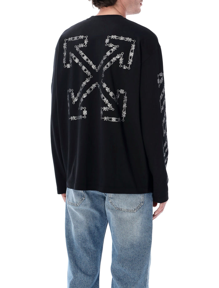 Off-White Chain Araldic Arrow Long Sleeved T-Shirt Black Cotton Tshirt