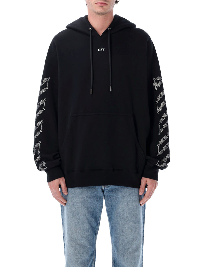 Off-White Chain Araldic Arrow Skate Hoodie Black Cotton Sweatshirt
