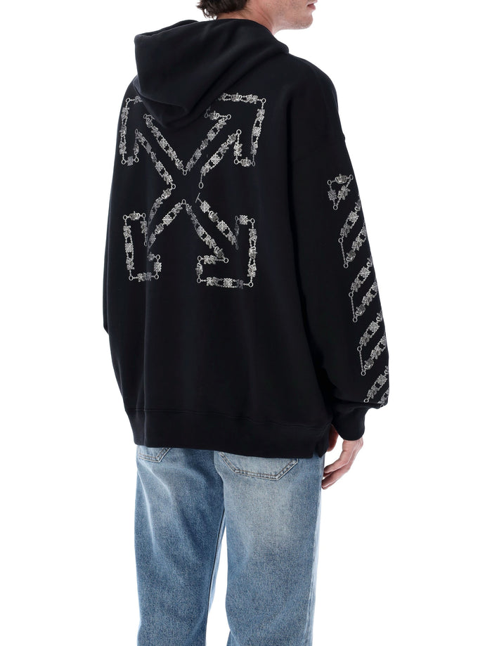 Off-White Chain Araldic Arrow Skate Hoodie Black Cotton Sweatshirt