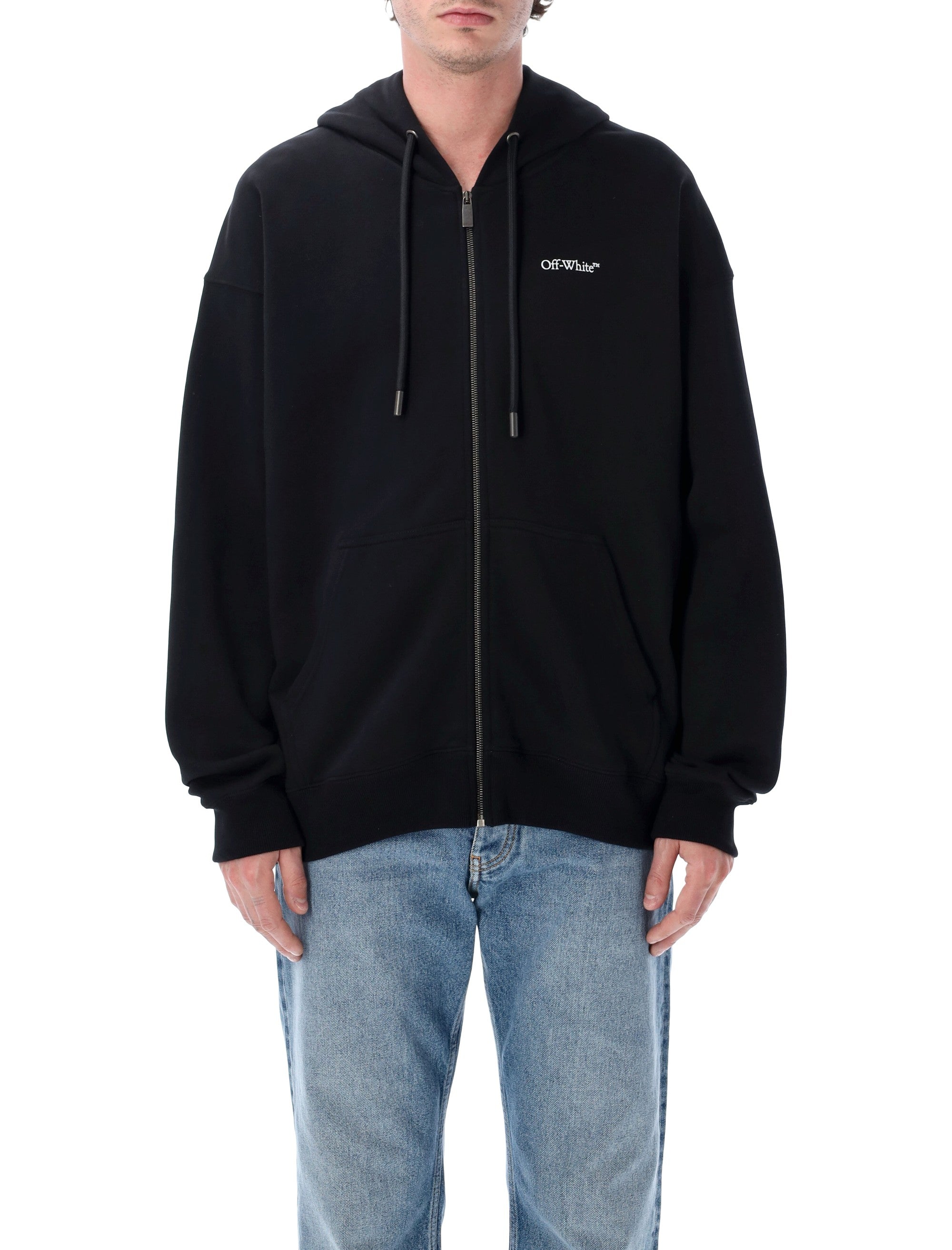 Off-White Half Arrow Skate Zip Hoodie Black Cotton Sweatshirt