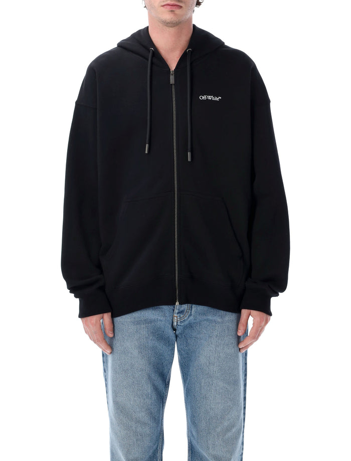 Off-White Half Arrow Skate Zip Hoodie Black Cotton Sweatshirt