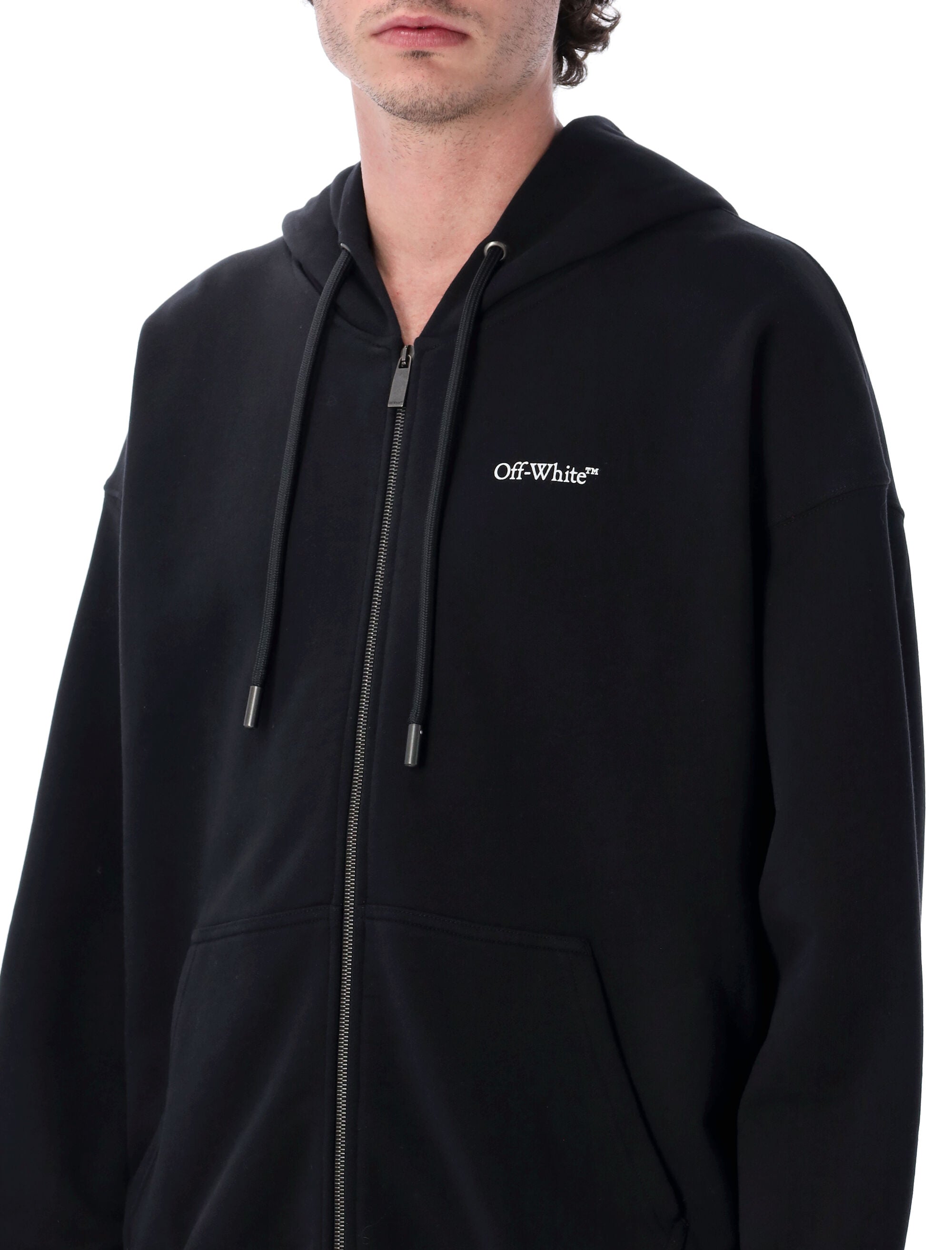 Off-White Half Arrow Skate Zip Hoodie Black Cotton Sweatshirt