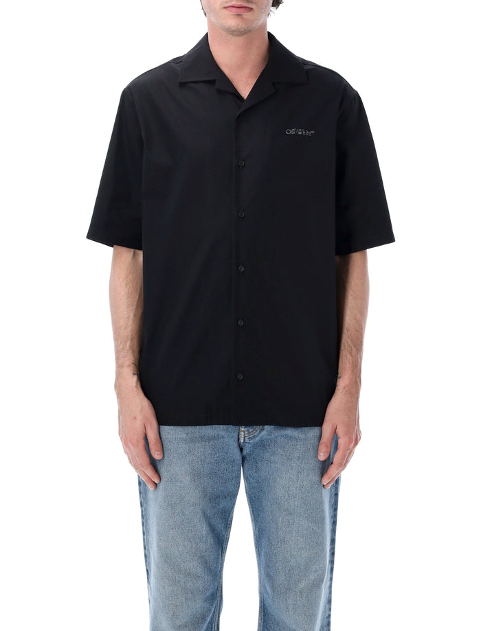 Off-White Metal Arrow Short Sleeve Bowling Shirt Black Cotton