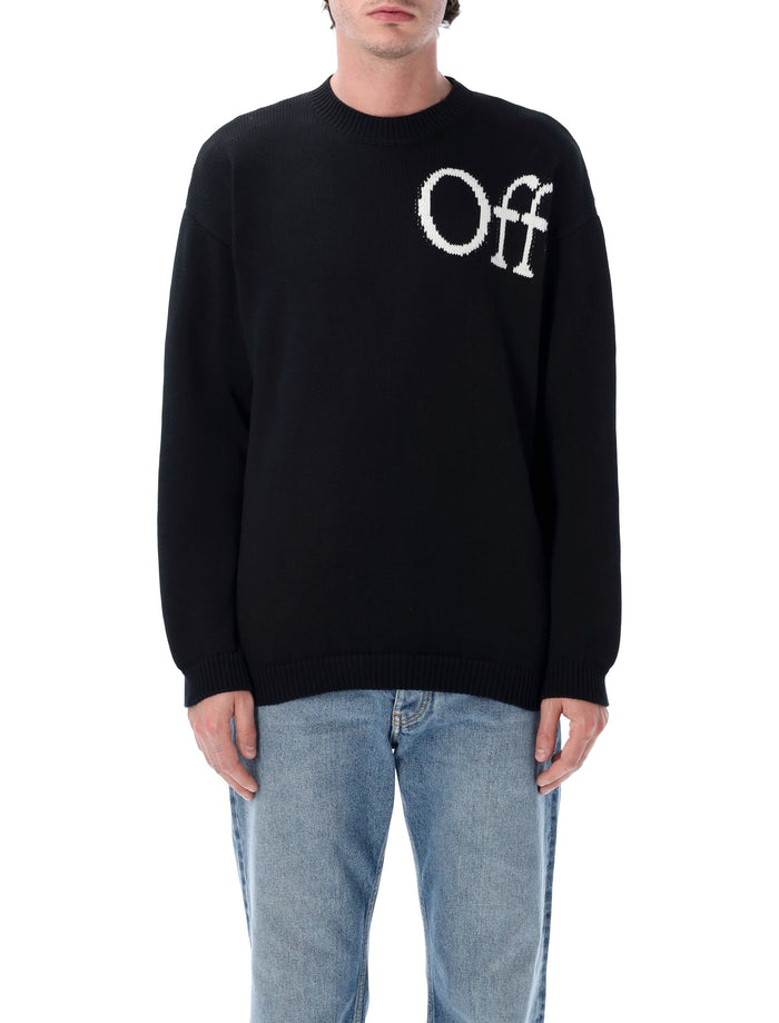 Off-White Crewneck Knit Sweater Black Cotton