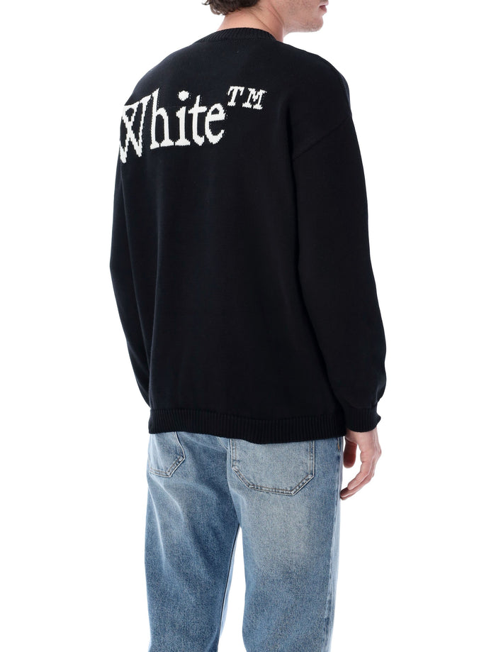 Off-White Crewneck Knit Sweater Black Cotton