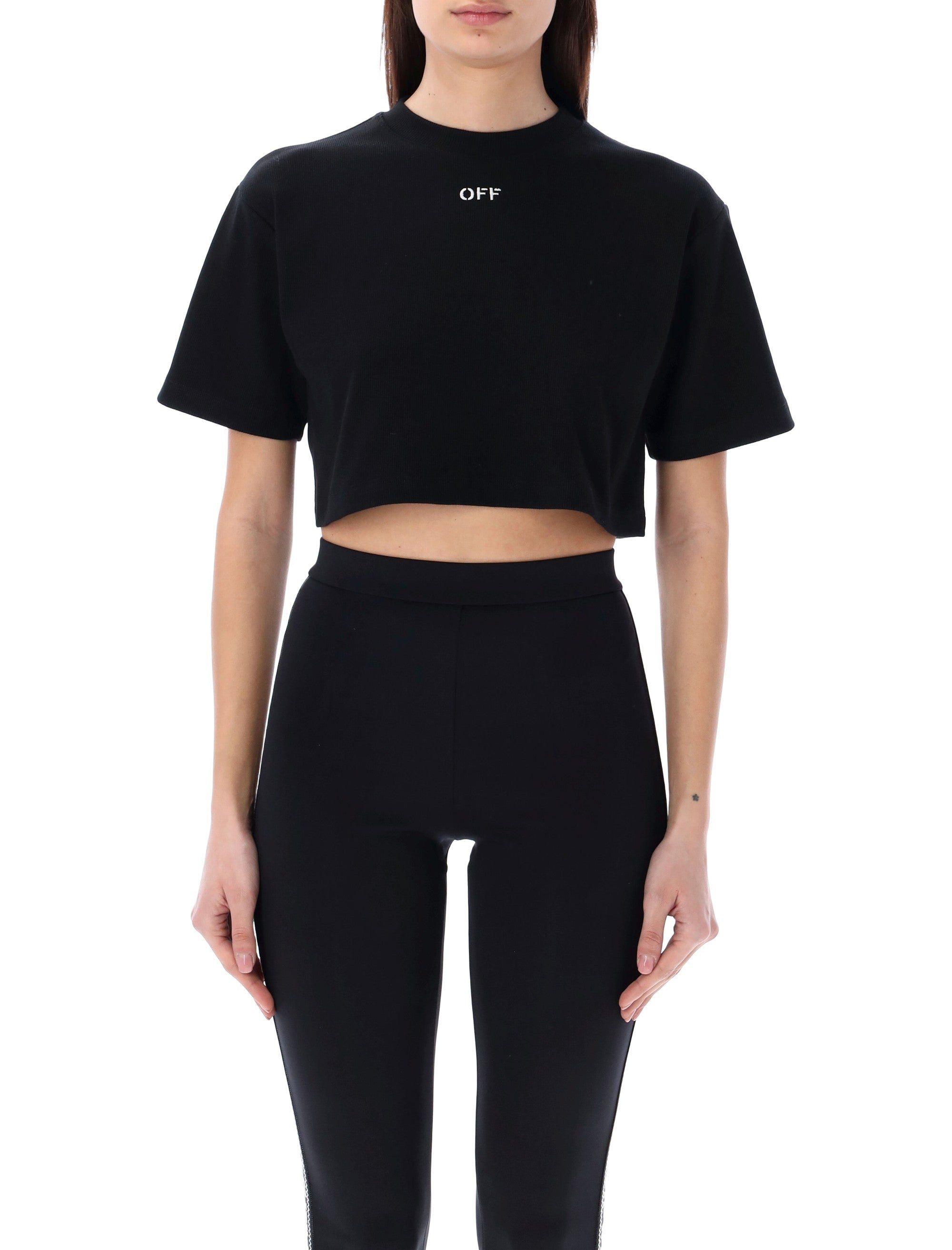 Off-White black cropped tee Cotton Tshirt