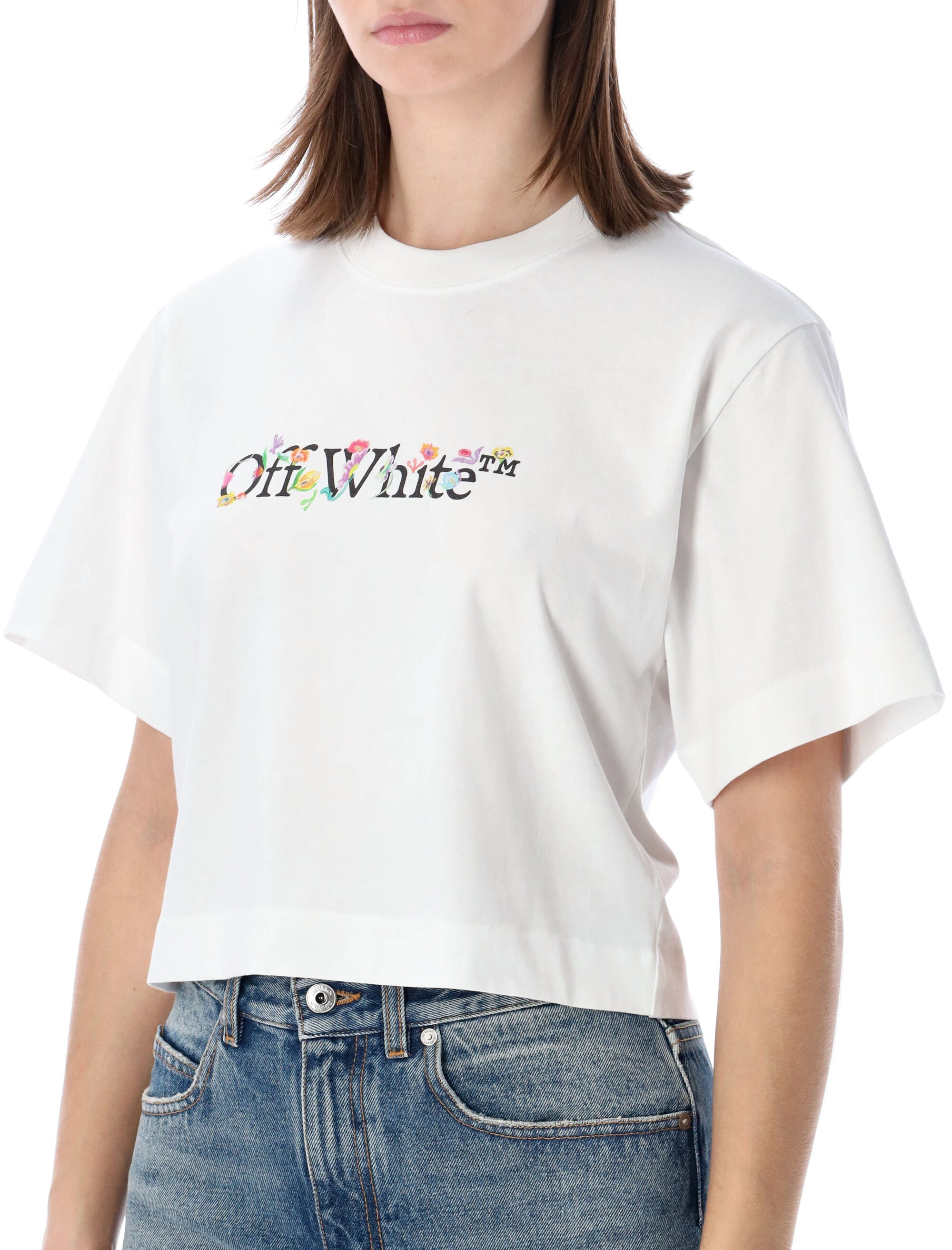 Off-White Flower cropped t-shirt Cotton Tshirt