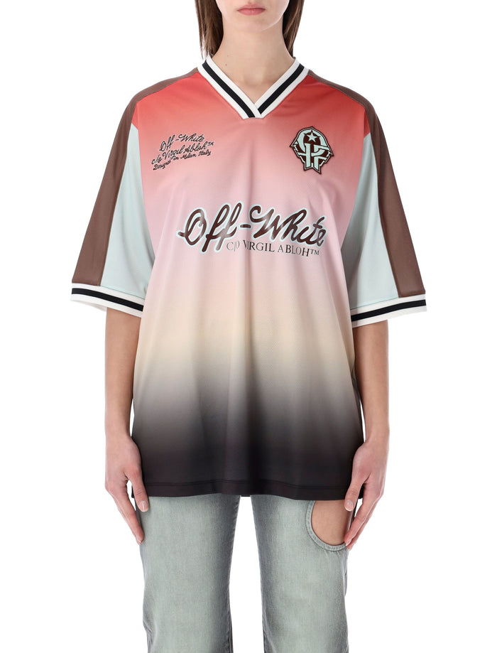 Off-White Gradient Soccer Jersey Soft Pink Polyester T-shirt