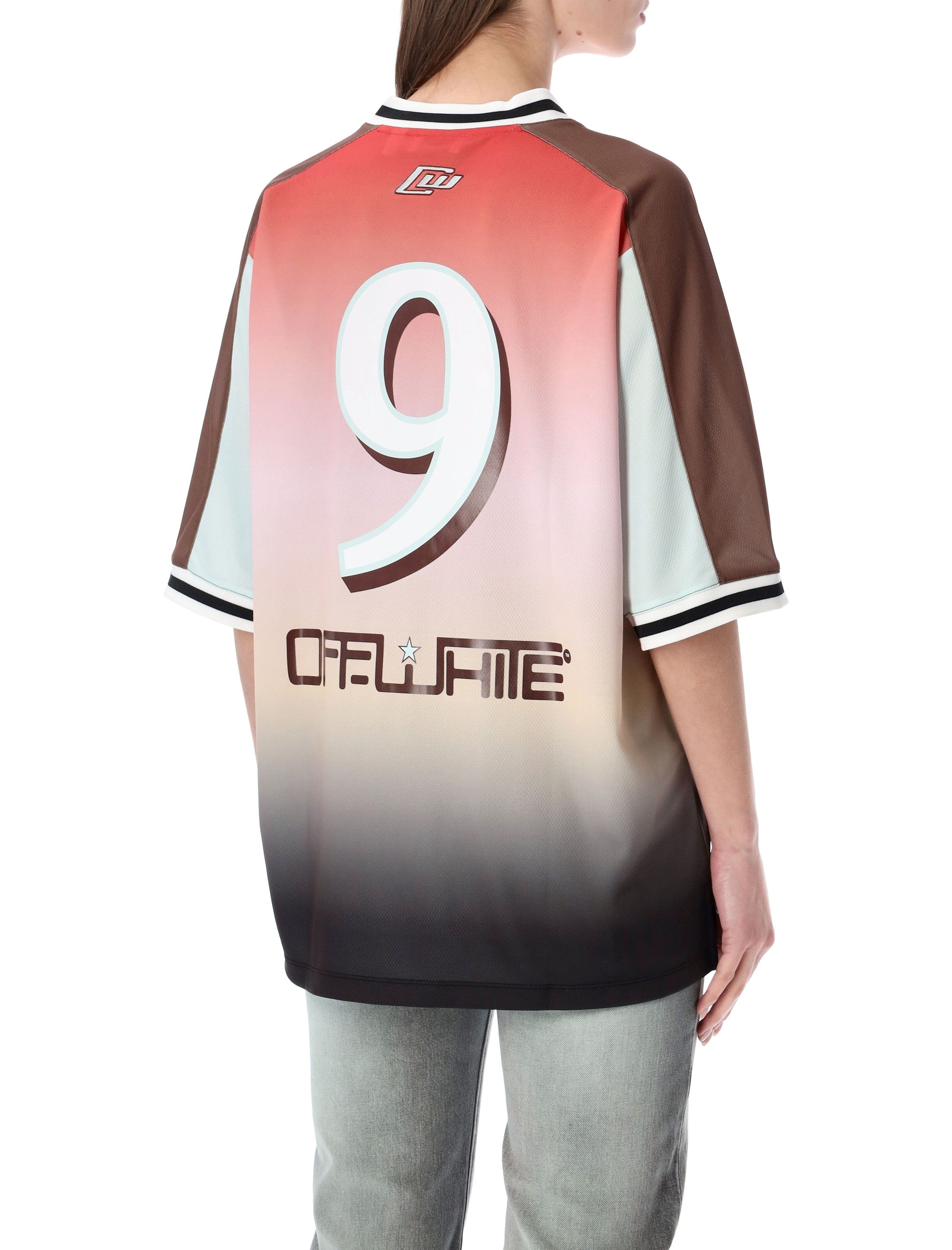 Off-White Gradient Soccer Jersey Soft Pink Polyester T-shirt