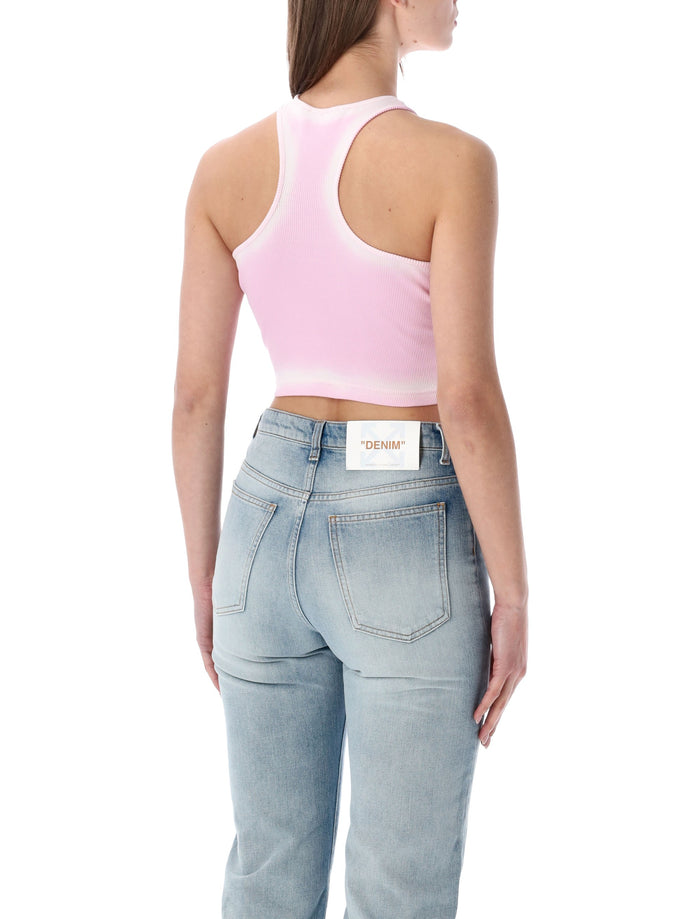 Off-White Spray Off Stamp Rib Crop Top Pink Cotton