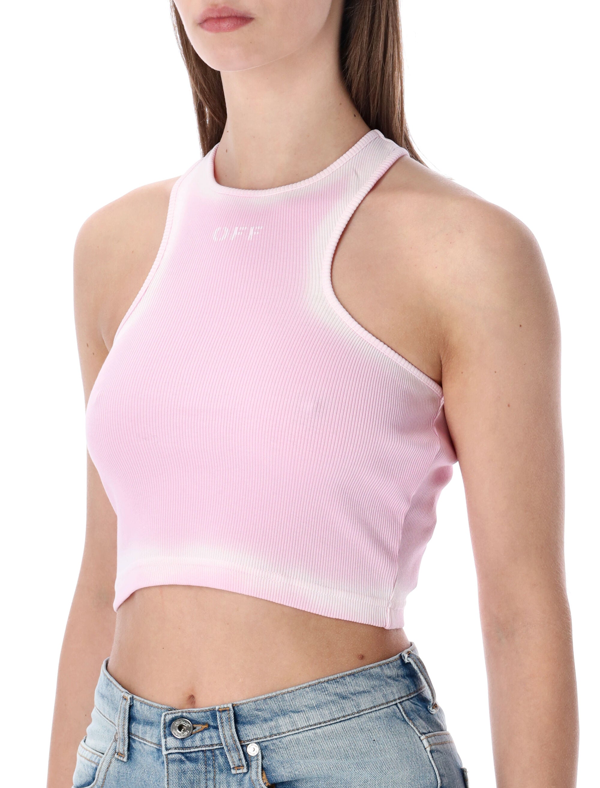 Off-White spray OFF stamp rib crop top Pink Cotton