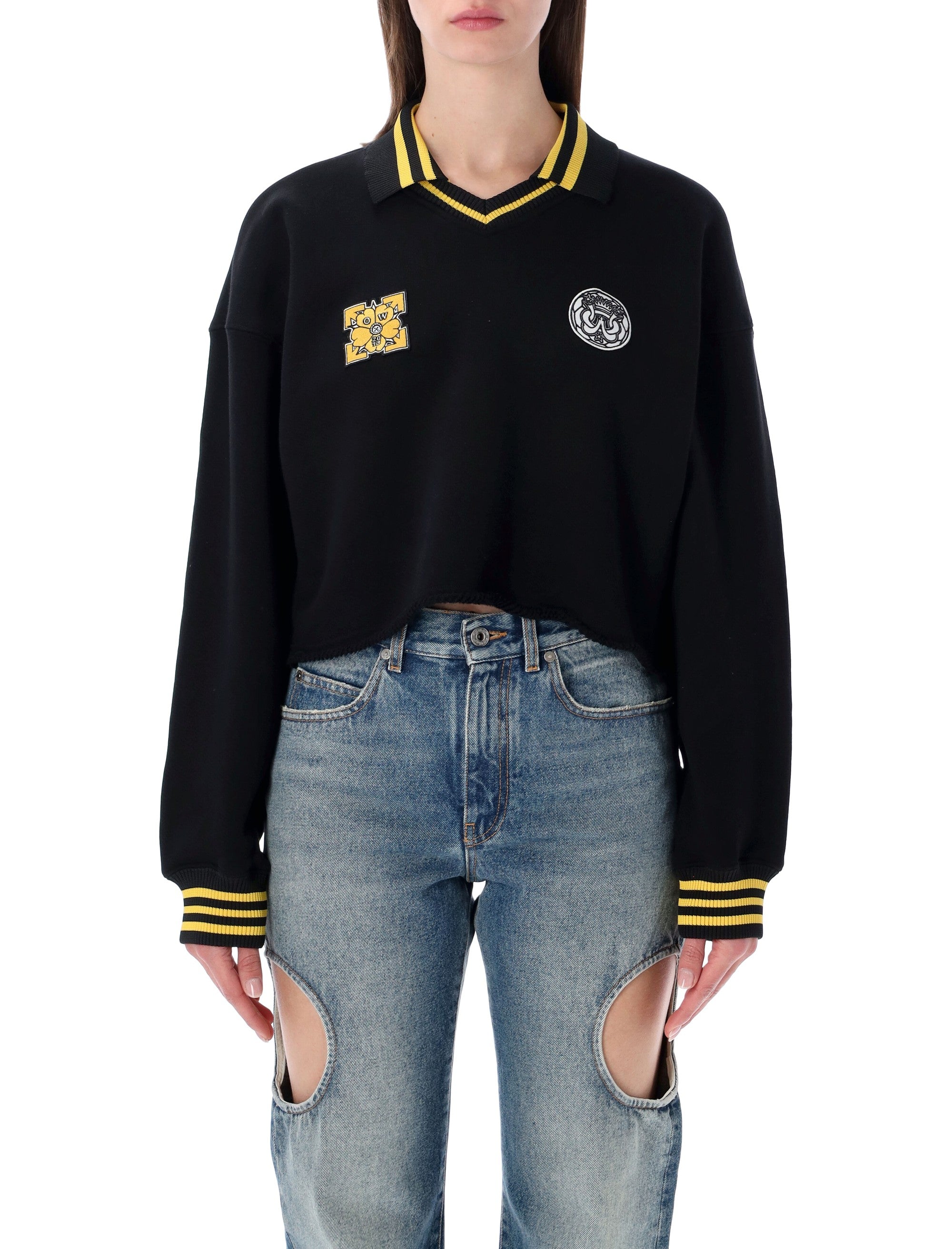 Off-White cropped polo sweatshirt Black Cotton