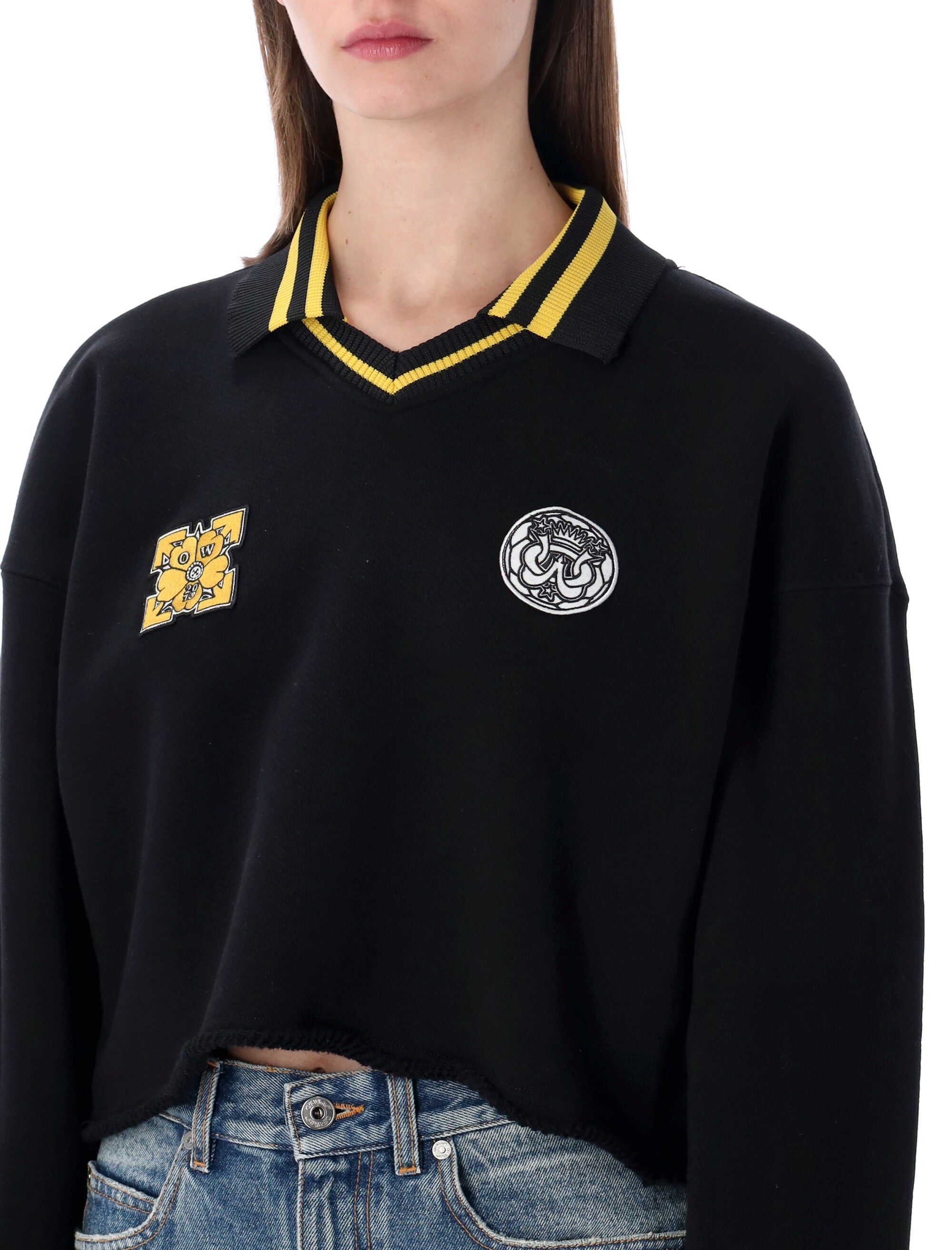 Off-White cropped polo sweatshirt Black Cotton