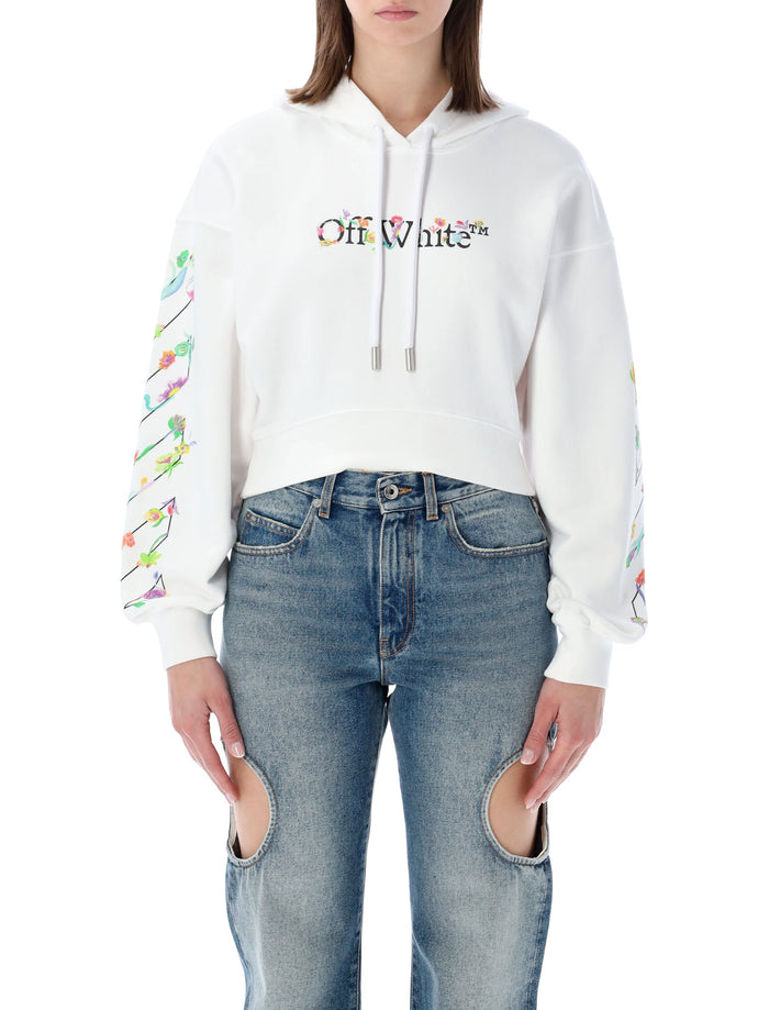 Off-White Flower cropped hoodie Cotton Sweatshirt
