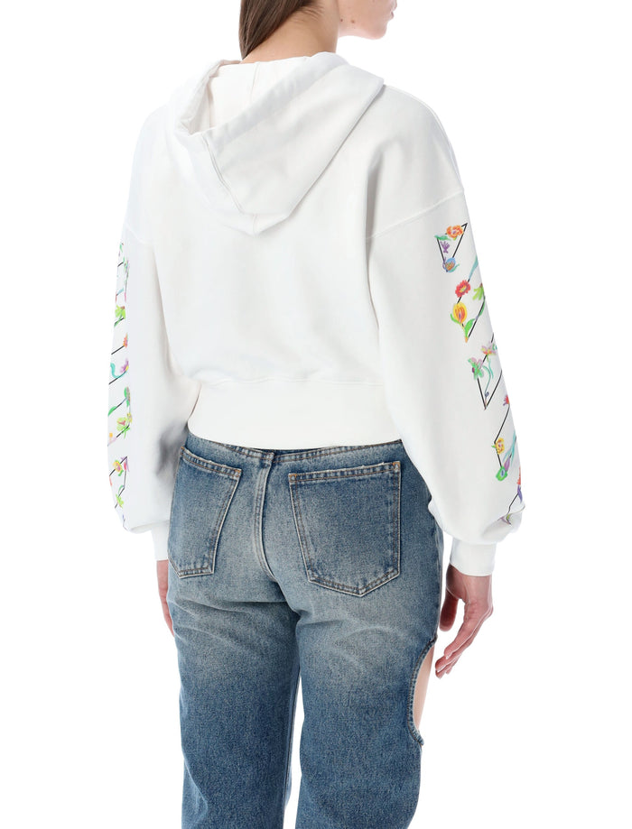 Off-White Flower cropped hoodie Cotton Sweatshirt