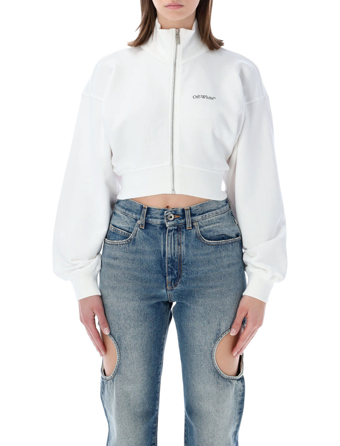 Off-White Flower cropped zip fleece Cotton Sweatshirt