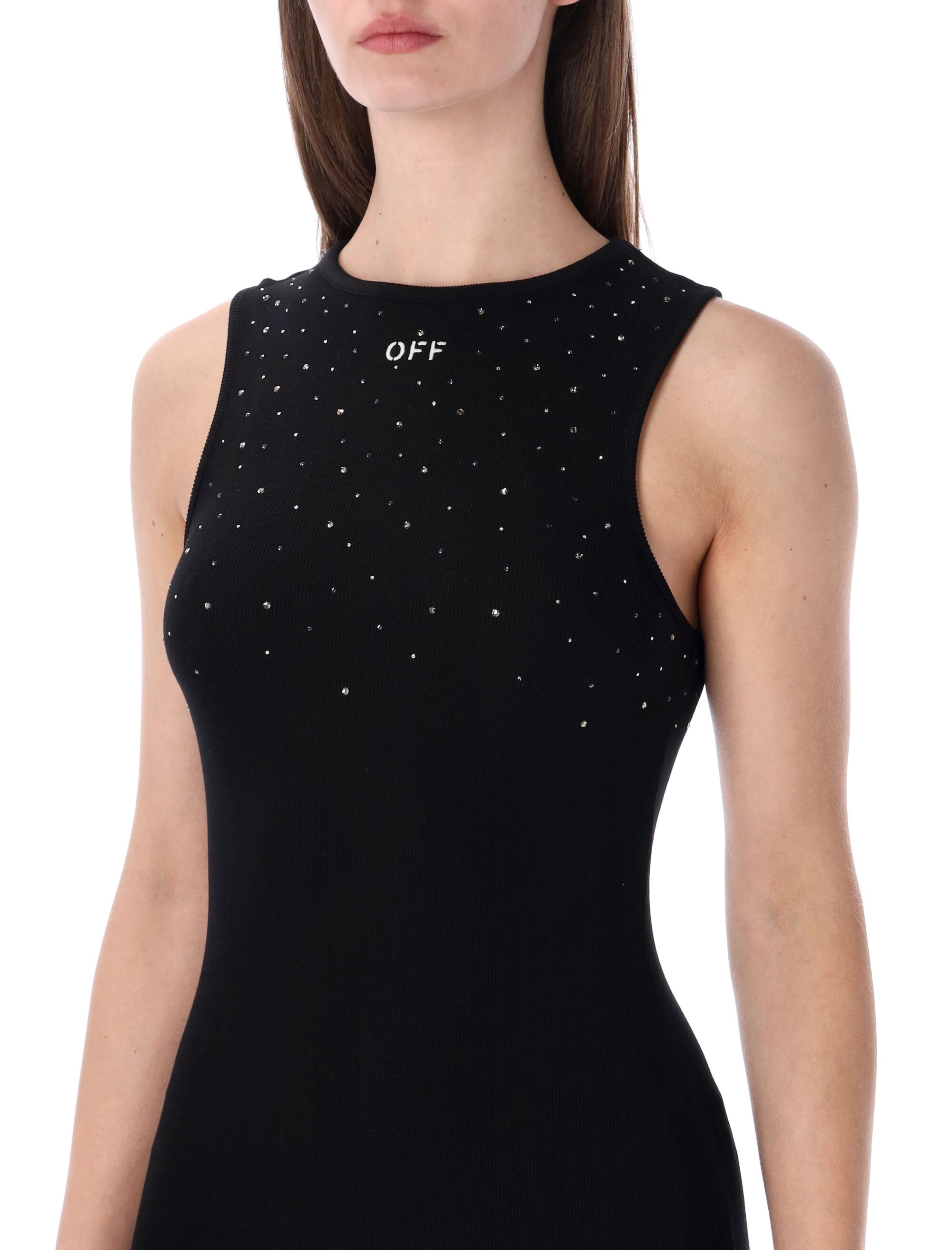 Off-White Swarovski rib mini dress Black Viscose