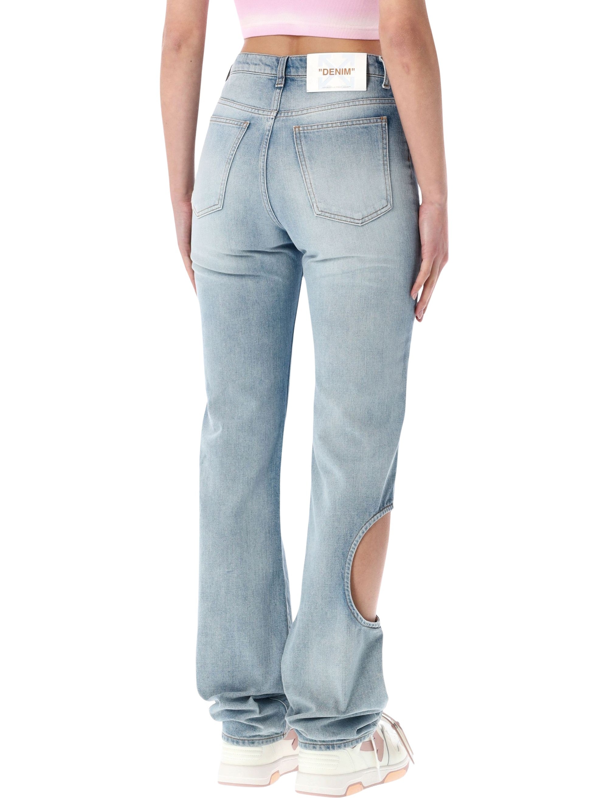 Off-White New Meteor light blue denim pants Bleach Cotton Pocket Lining Jean