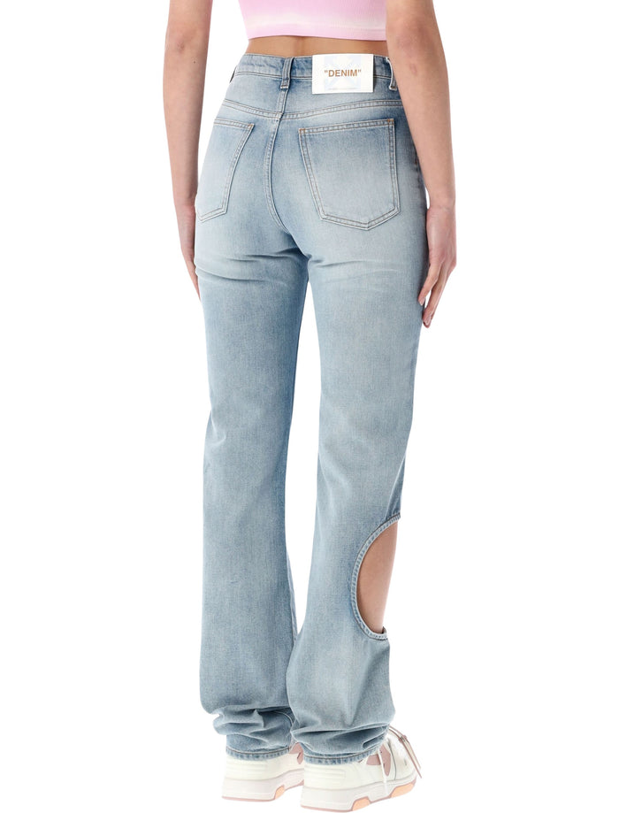 Off-White New Meteor light blue denim pants Bleach Cotton Pocket Lining Jean