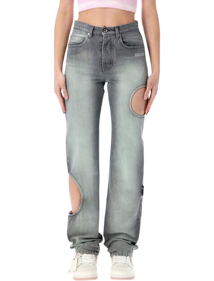Off-White New Meteor grey denim pants Cotton Pocket Lining Jean