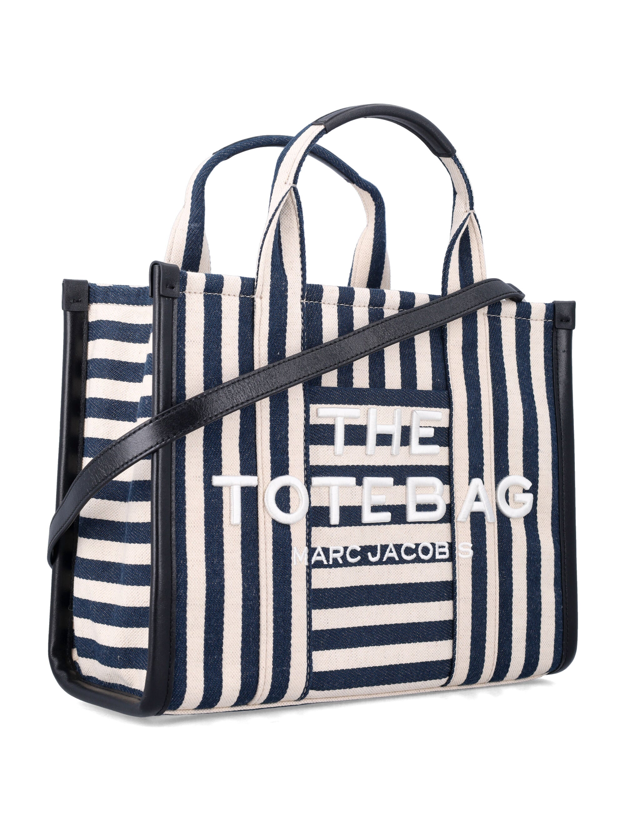 Marc Jacobs The Stripe Canvas medium tote bag Blue Multicolor Cotton