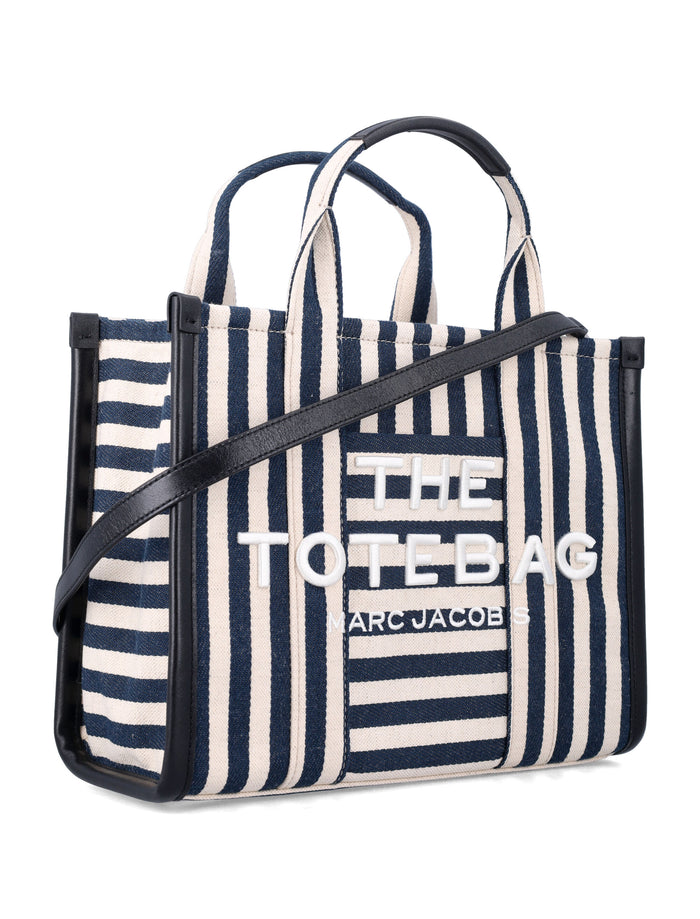 Marc Jacobs The Stripe Canvas Medium Tote Bag Blue Multicolor Cotton