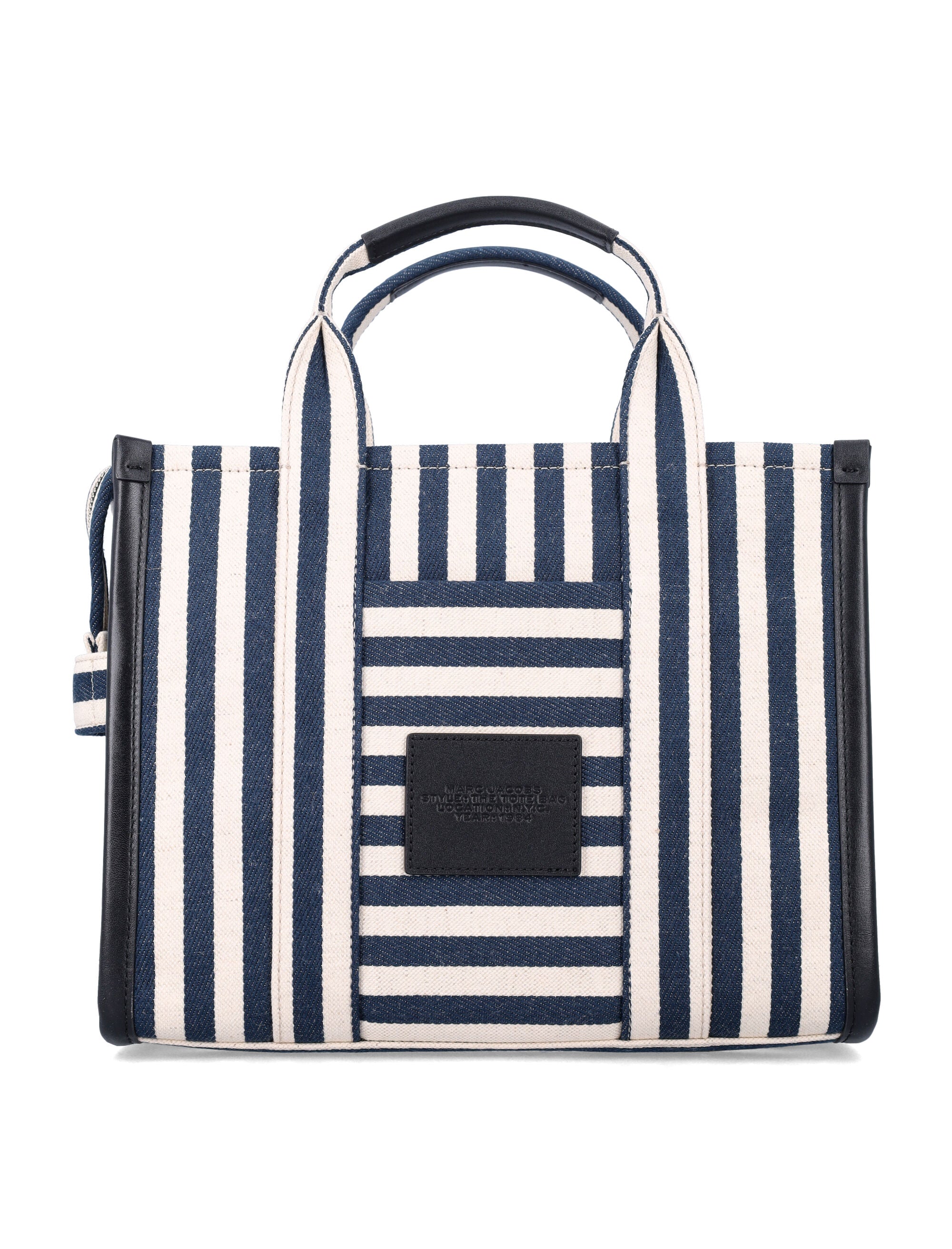 Marc Jacobs The Stripe Canvas Medium Tote Bag Blue Multicolor Cotton
