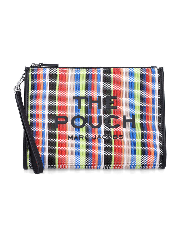 Marc Jacobs The Stripe mesh large pouch Red Multi Striped Pvc