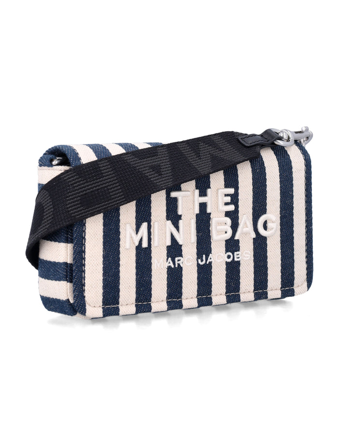 Marc Jacobs Striped Canvas The Mini Bag Blue White Stripes Cotton Shoulder