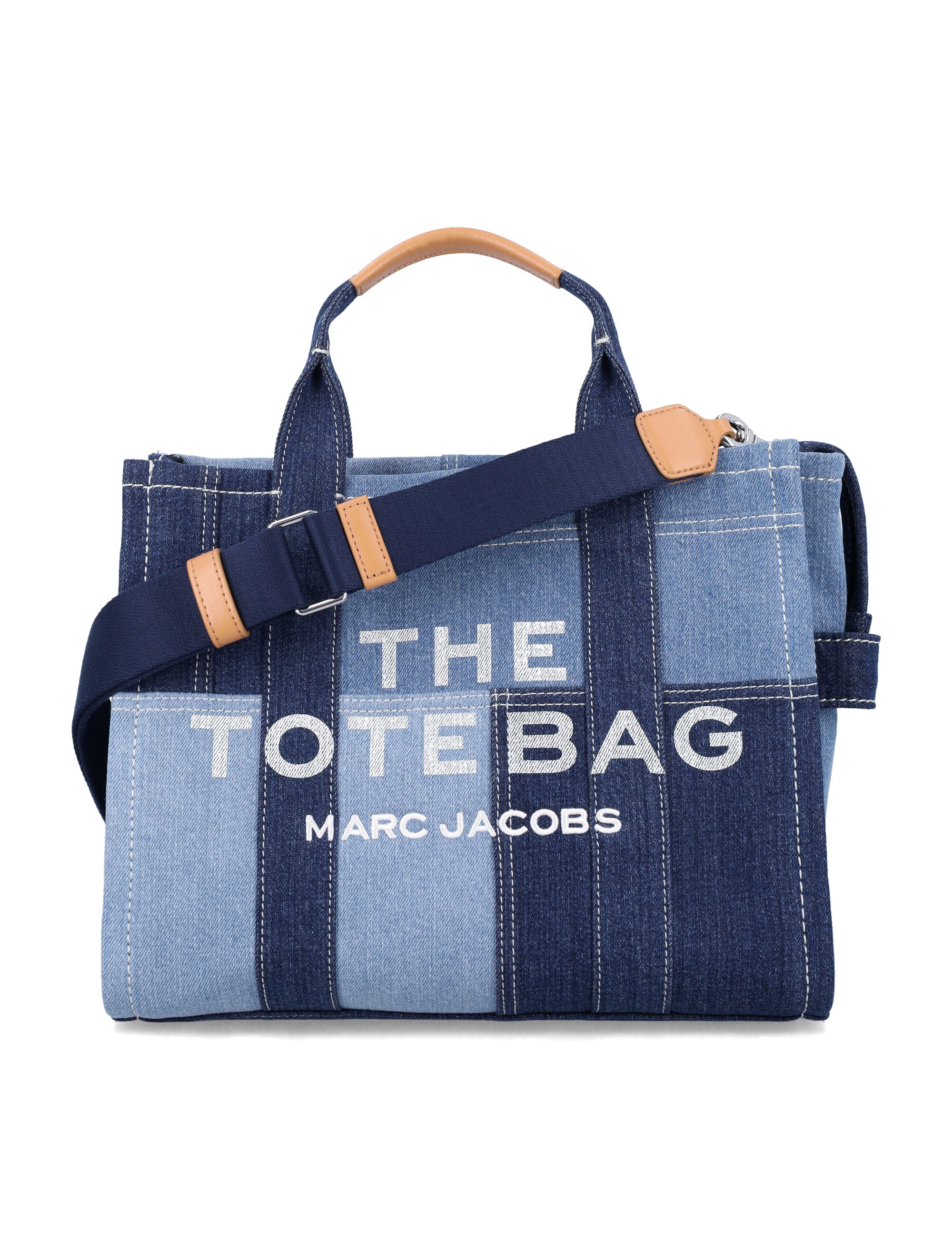 Marc Jacobs The Medium Tote Patchwork Denim Bag Blue Cotton