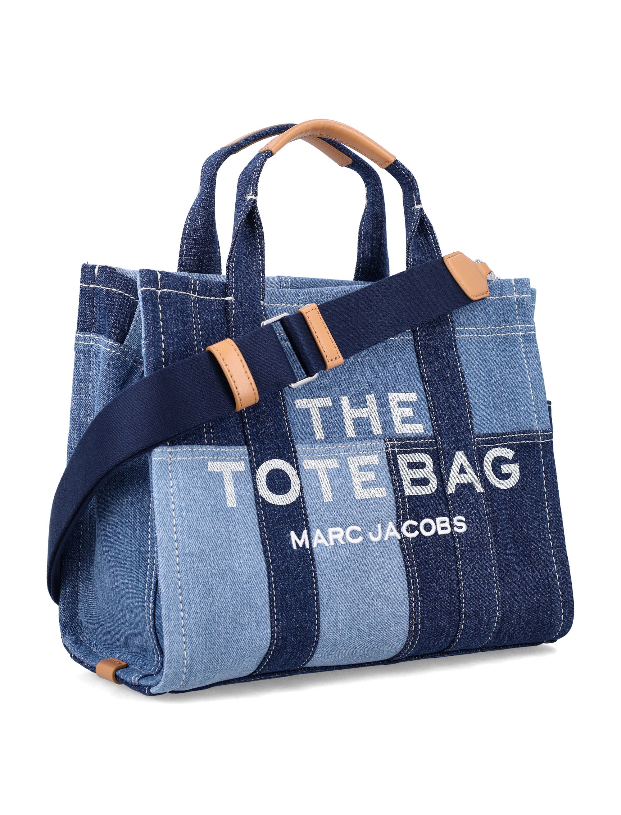 Marc Jacobs The Medium Tote Patchwork Denim Bag Blue Cotton