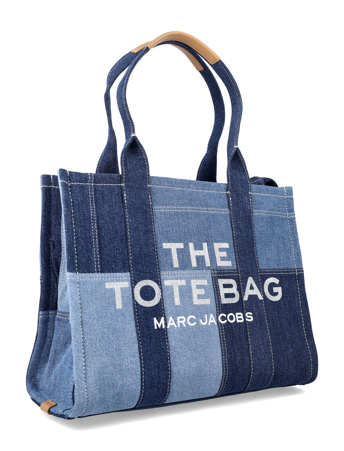 Marc Jacobs The Large Tote Patchwork Denim Bag Blue Cotton