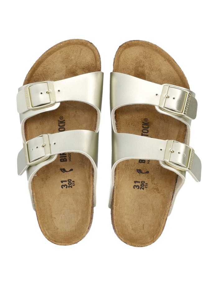 Birkenstock Arizona Kids Birko-Flor® metallic gold sandals Upper