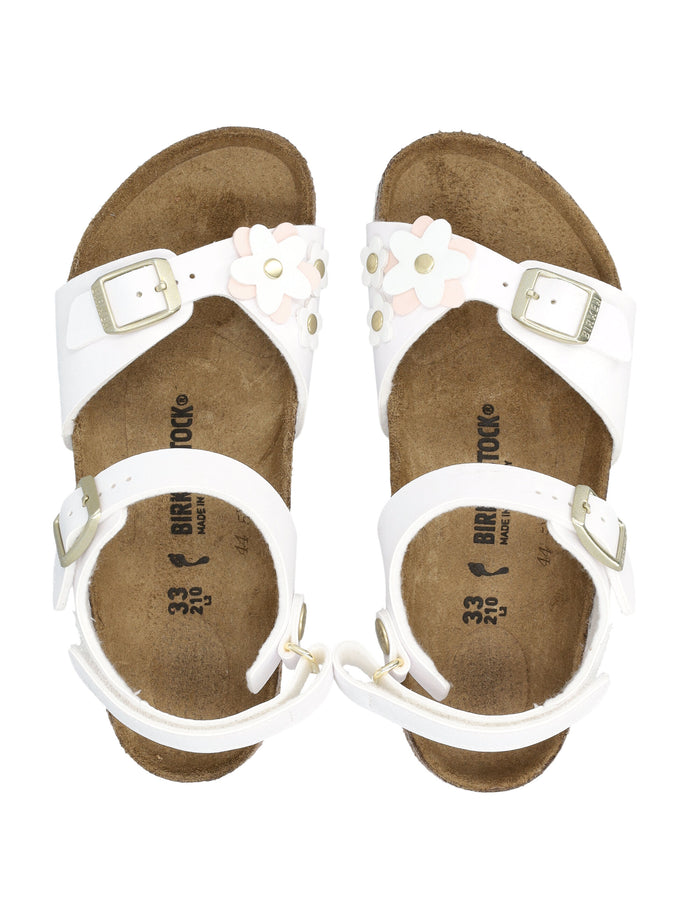 Birkenstock white Rio plain flowers kids sandals Upper