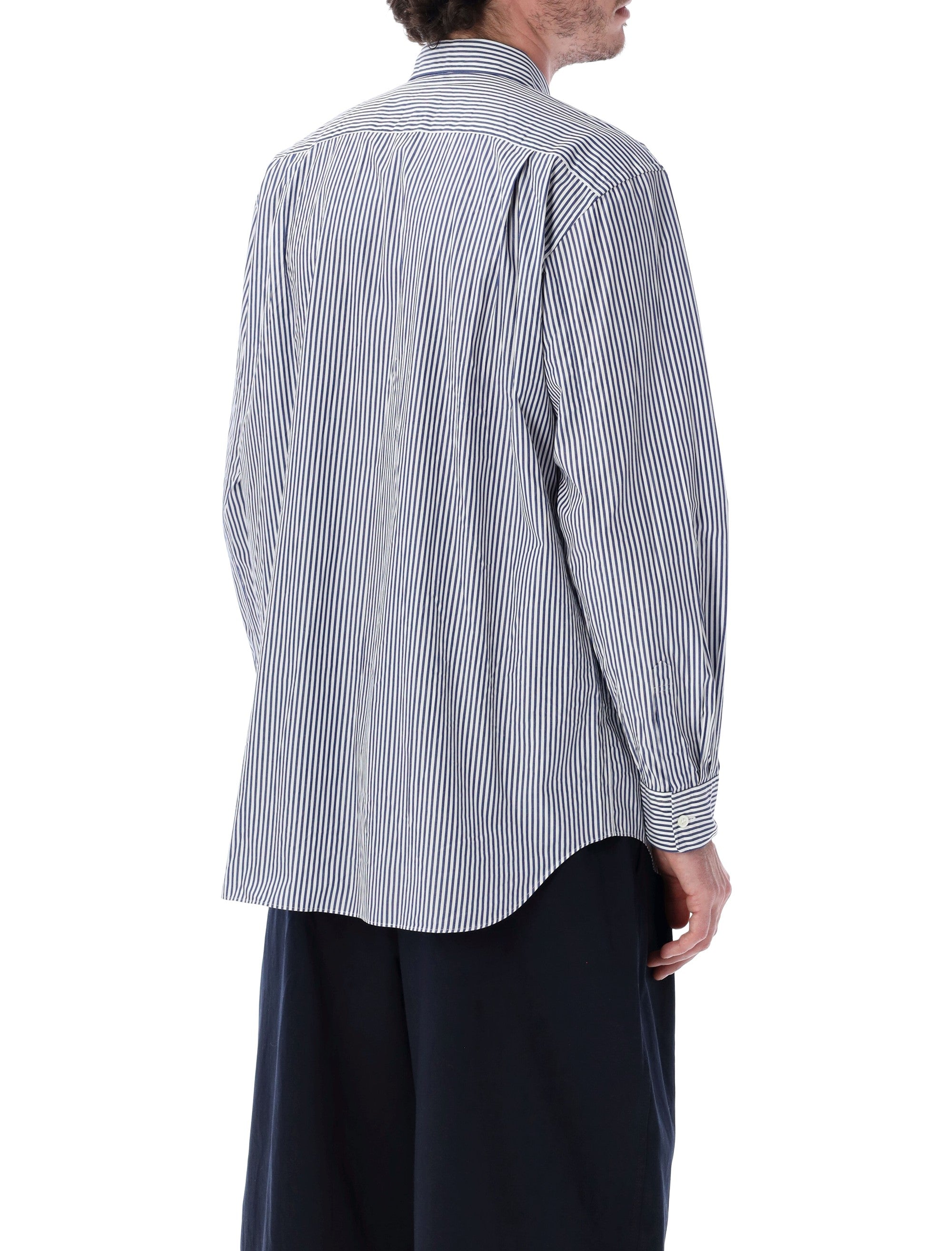 Comme Des Garçons Play Striped Cotton Shirt White Blue Stripes