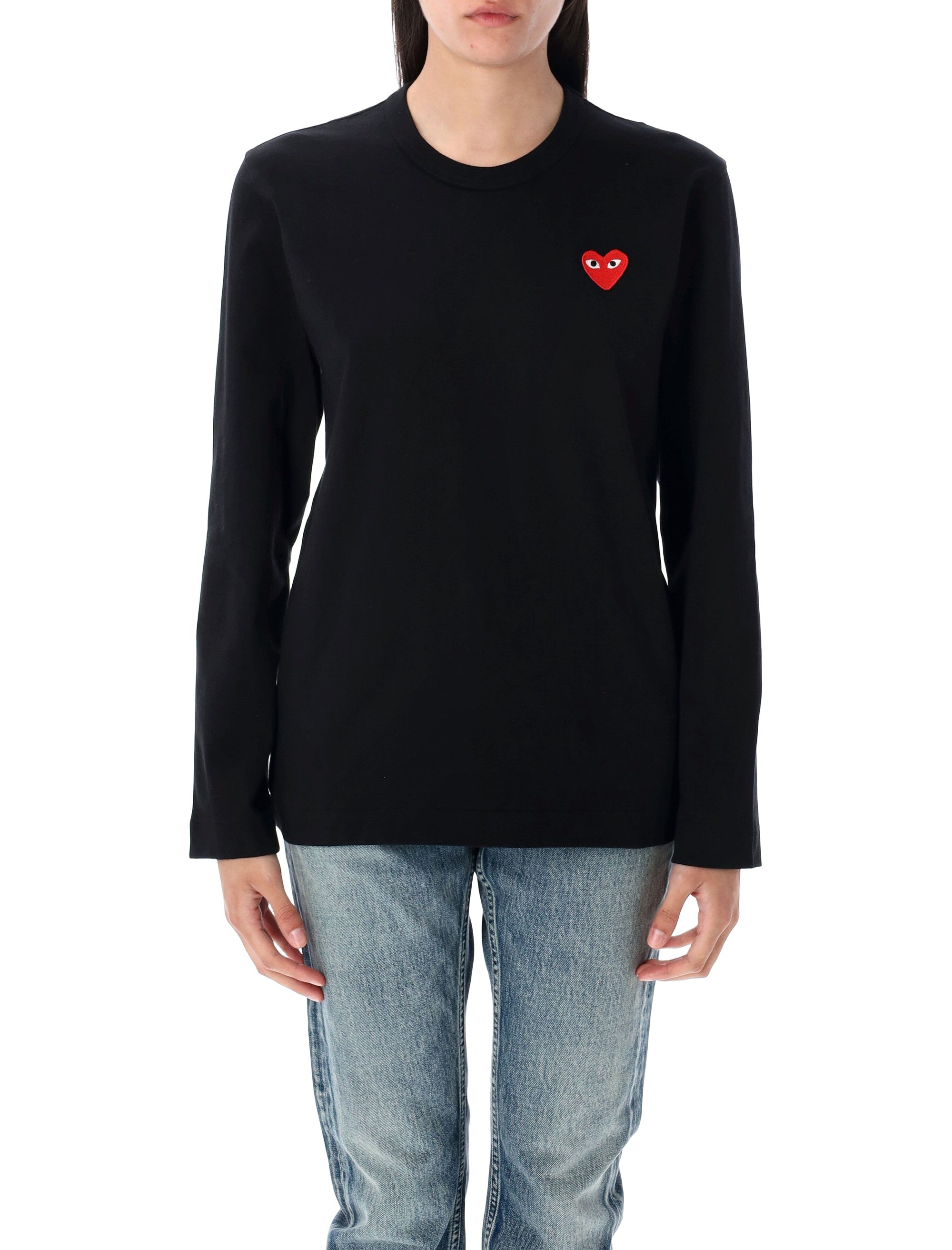 Comme Des Garçons Play Red Heart Long-Sleeve T-Shirt Black Cotton Tshirt