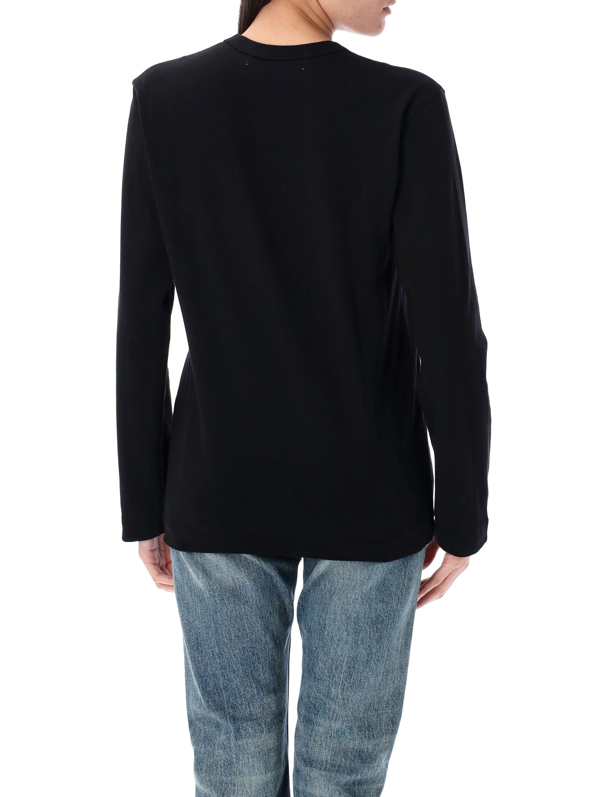 Comme Des Garçons Play Red Heart Long-Sleeve T-Shirt Black Cotton Tshirt