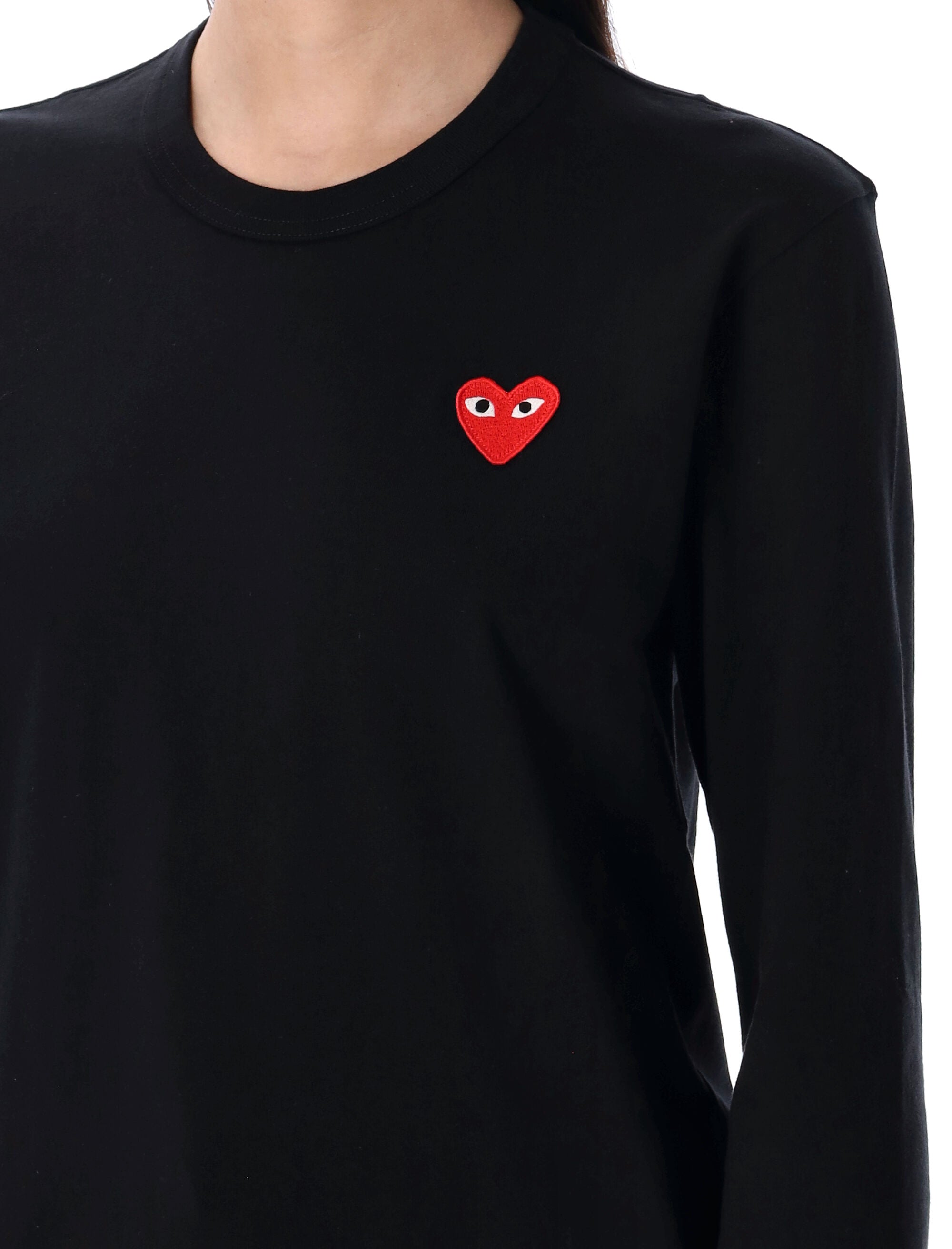 Comme Des Garçons Play Red Heart Long-Sleeve T-Shirt Black Cotton Tshirt