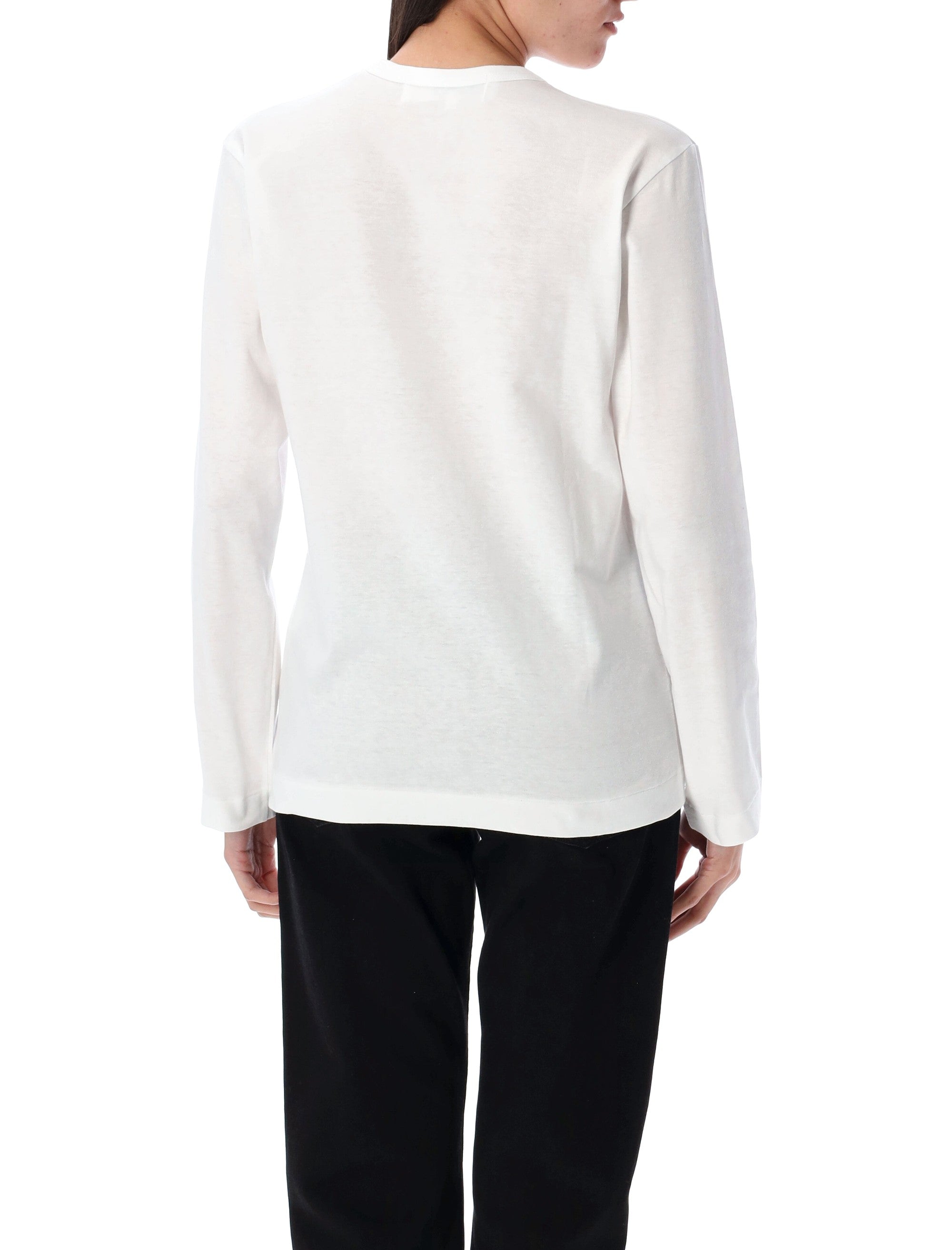 Comme Des Garçons Play Red Heart Long-Sleeve T-Shirt White Cotton Tshirt