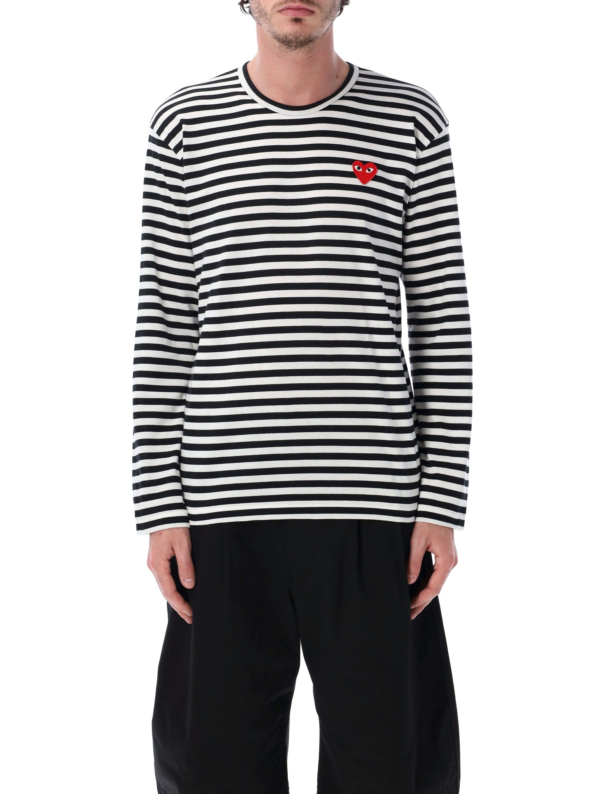 Comme Des Garçons Play Black And White Striped T-Shirt Cotton
