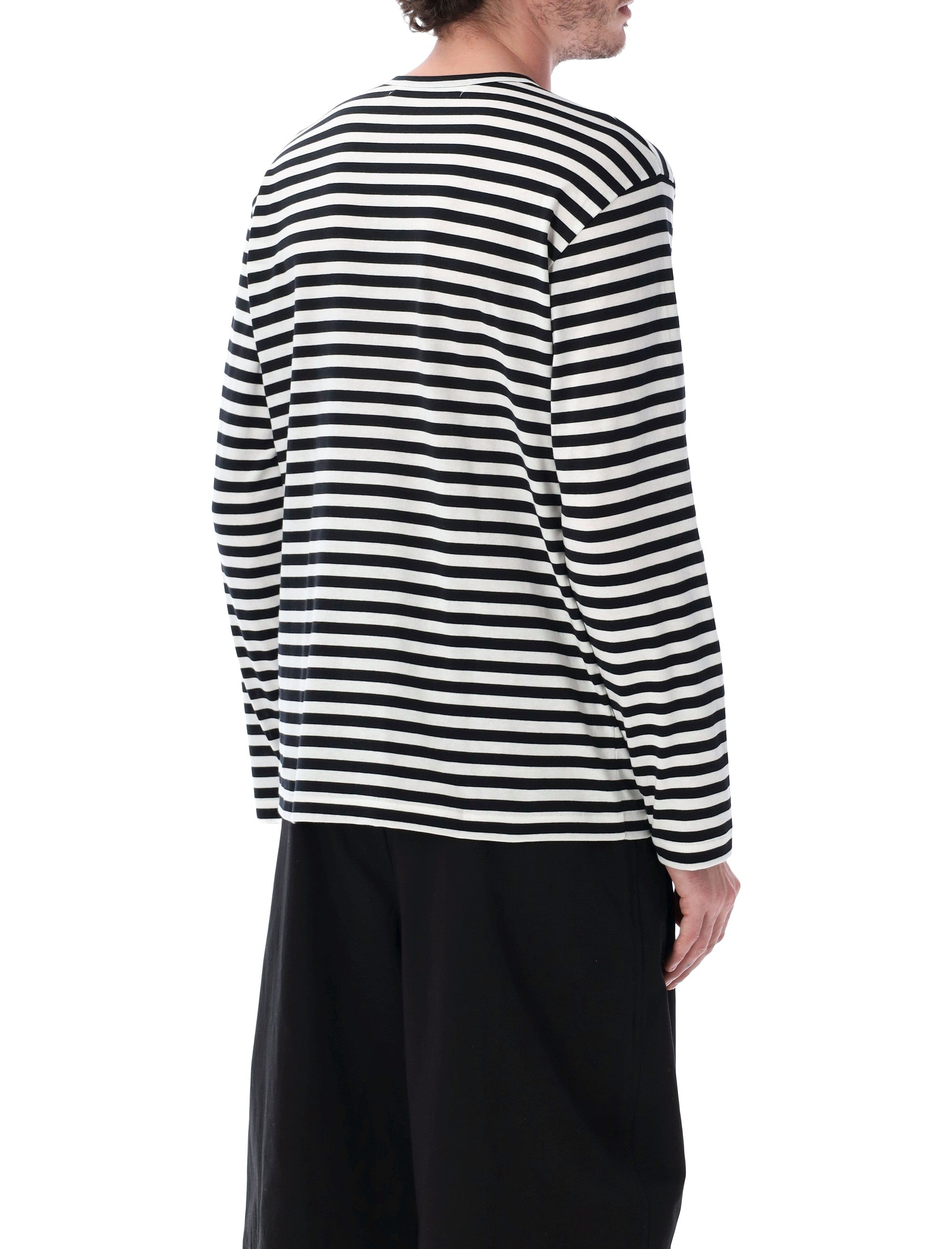 Comme Des Garçons Play Black And White Striped T-Shirt Cotton