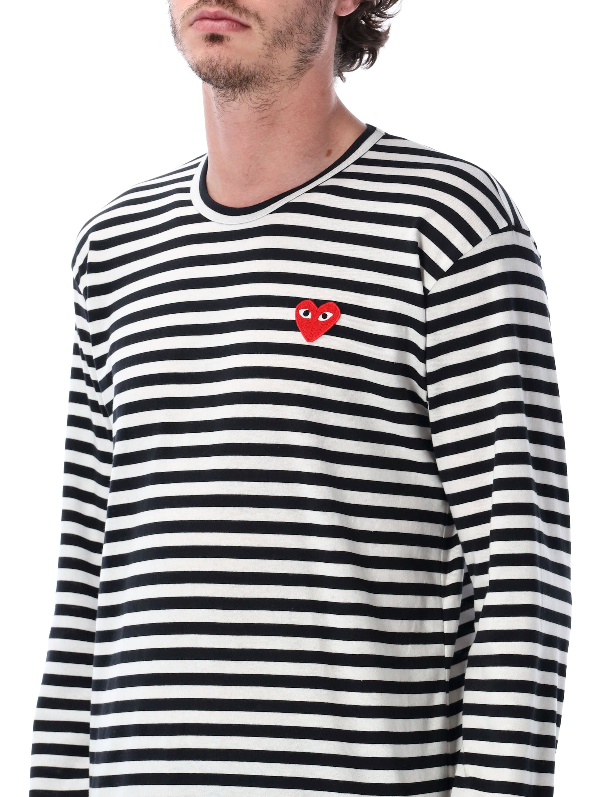 Comme Des Garçons Play Black And White Striped T-Shirt Cotton