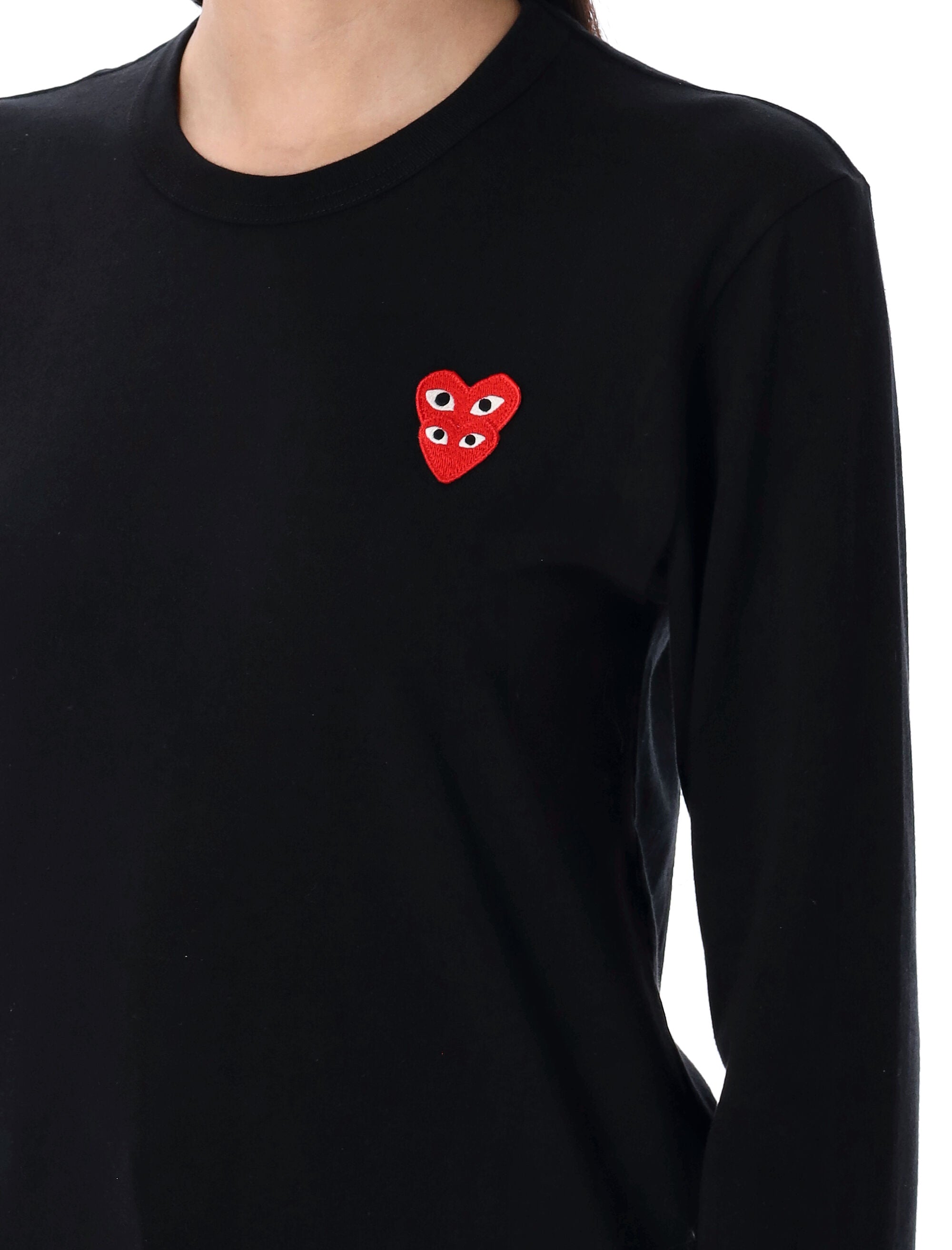 Comme des Garçons Play double heart long-sleeve t-shirt Black Cotton Tshirt