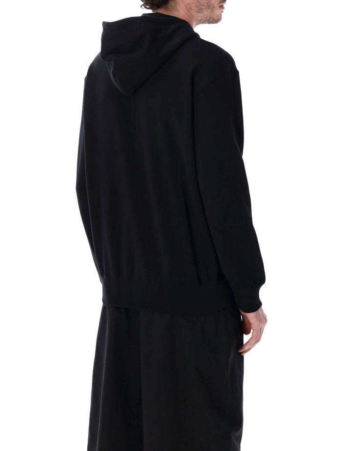 Comme Des Garçons Play Double Heart Zip-Up Hoodie Black Cotton Sweatshirt
