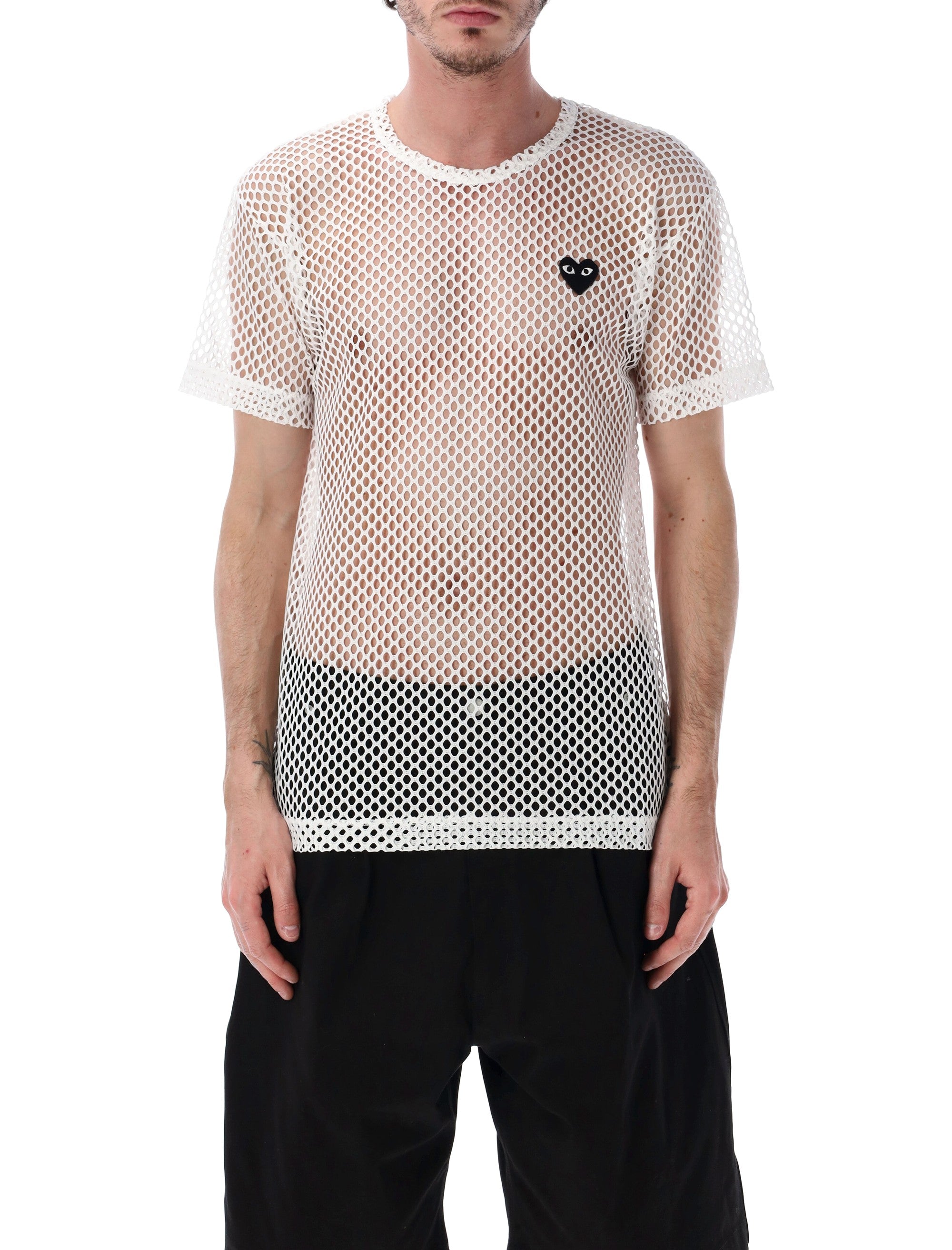 Comme Des Garçons Play Mesh T-Shirt White Polyester